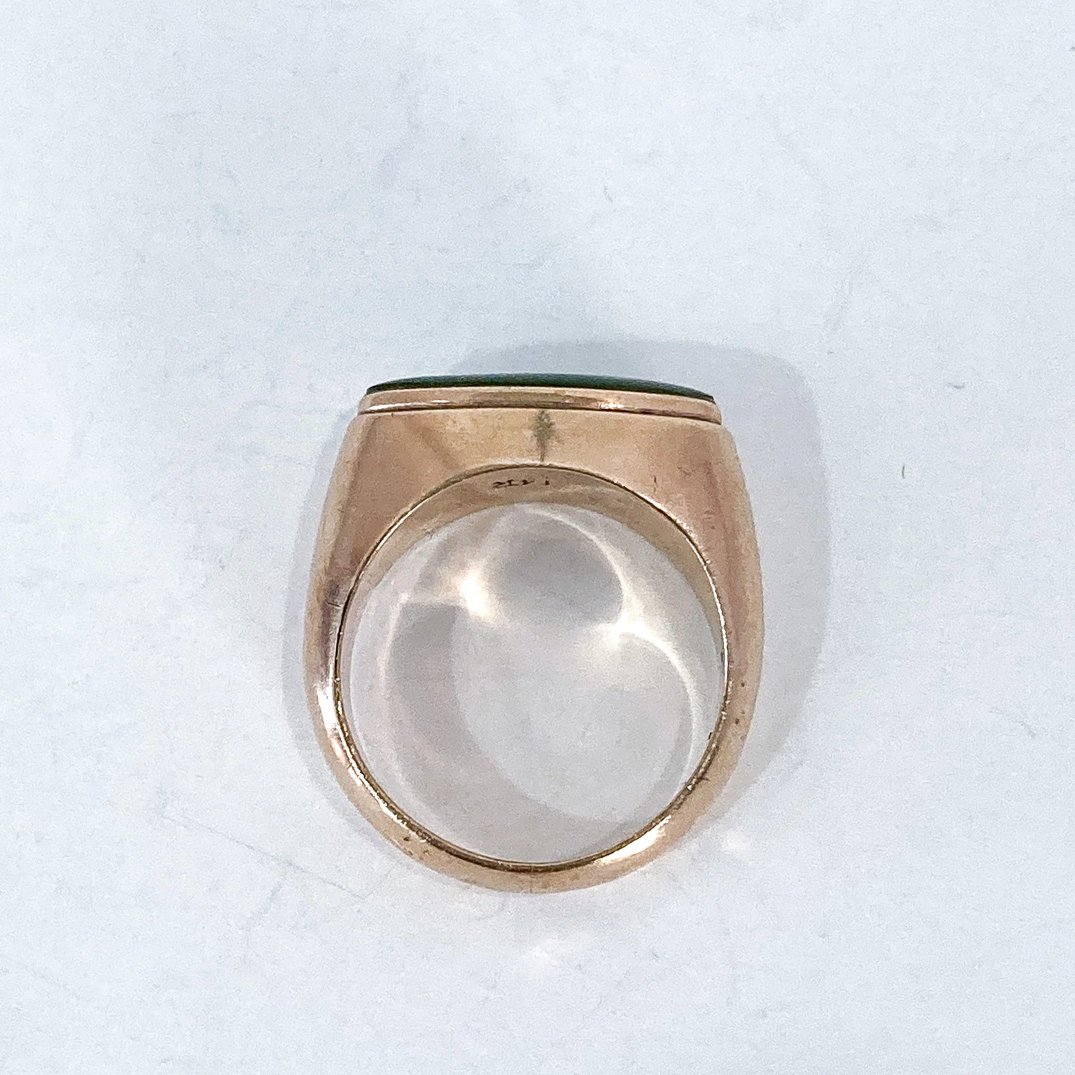 Timeless Vintage 14K Yellow Gold Oval Green Jade MCM Mod Ring - Image 15