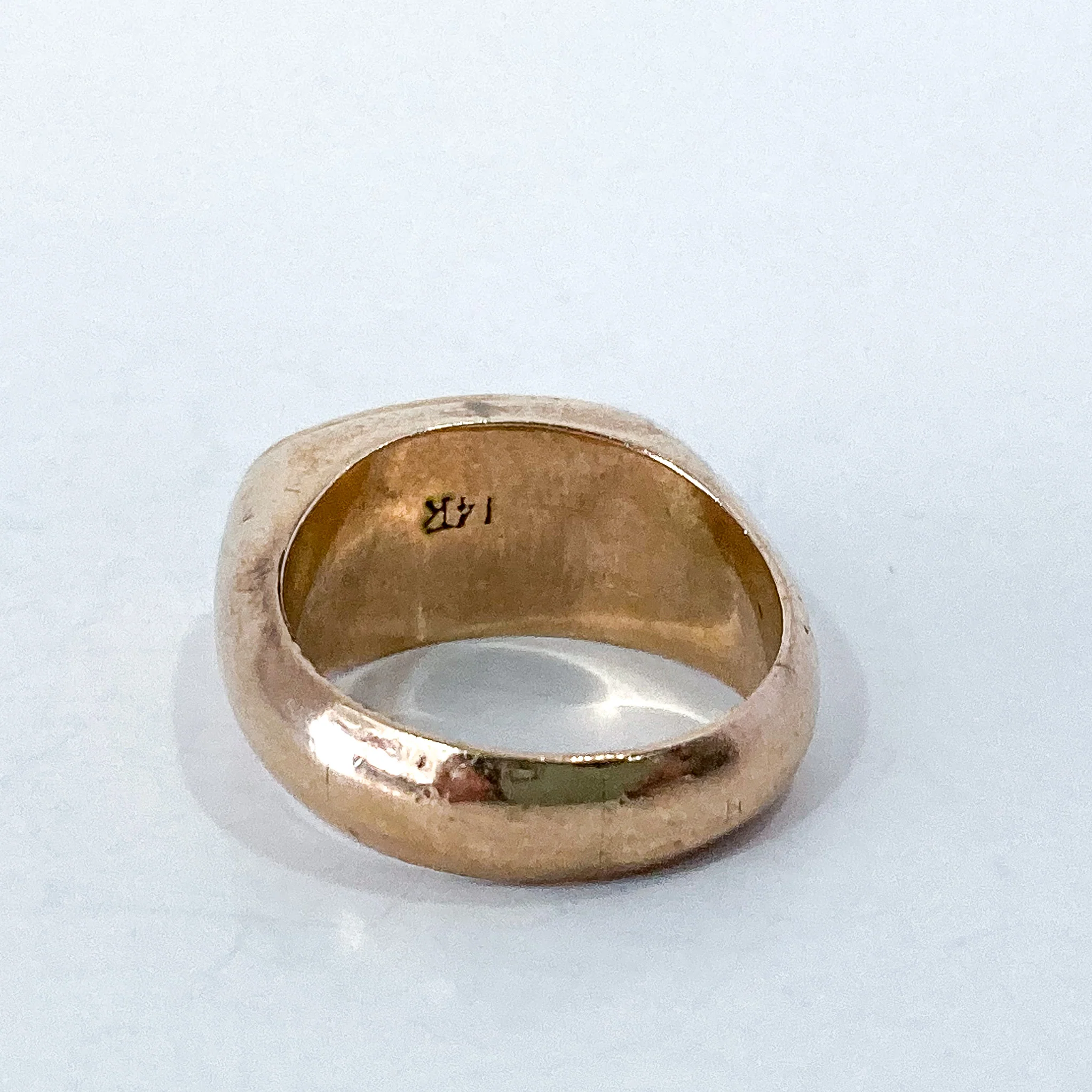 Timeless Vintage 14K Yellow Gold Oval Green Jade MCM Mod Ring - Image 17