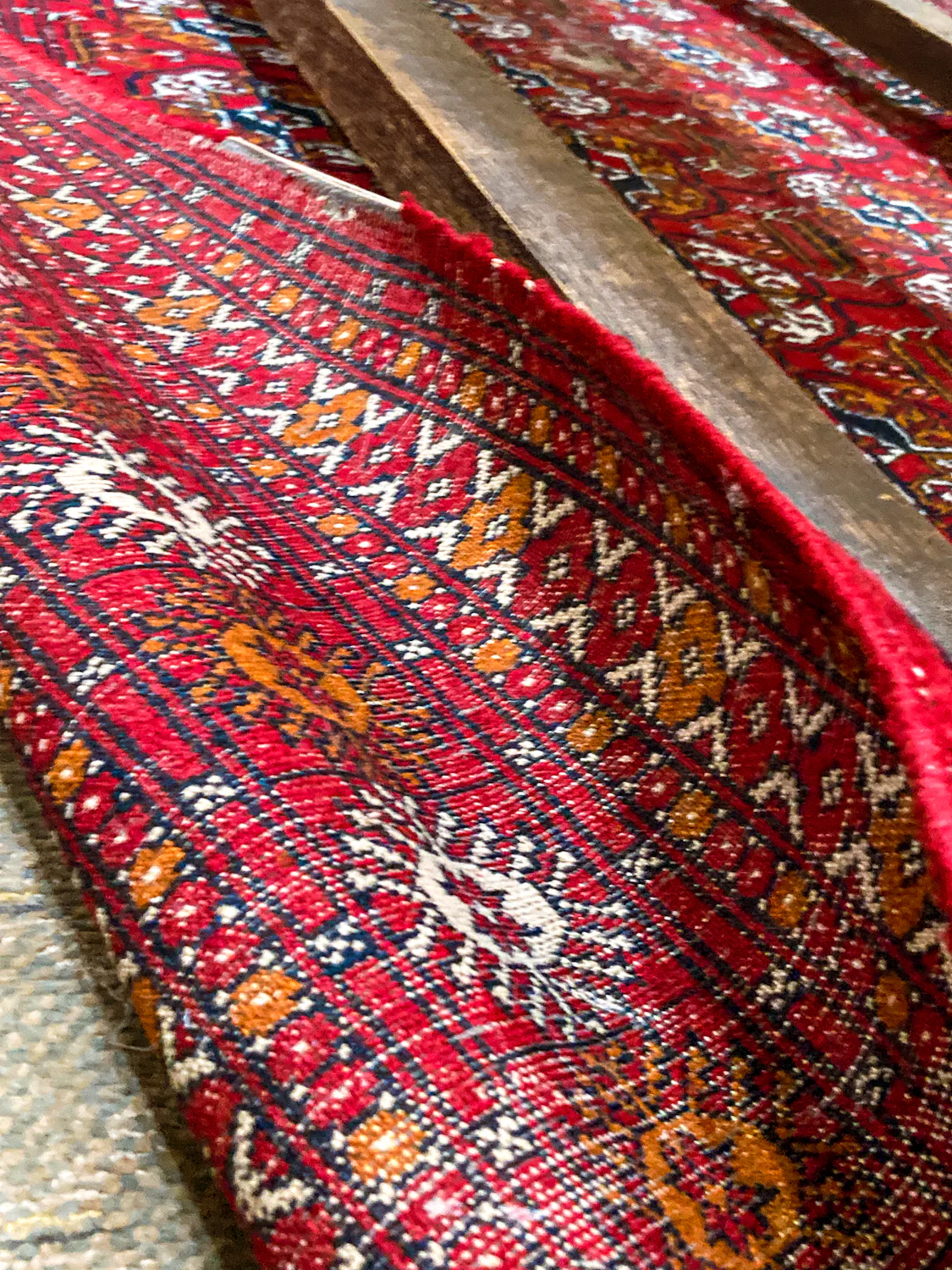 Vintage 1960s Red Orange Pakistan Hand Woven Wool 8x5 ft Area Rug - Image 22