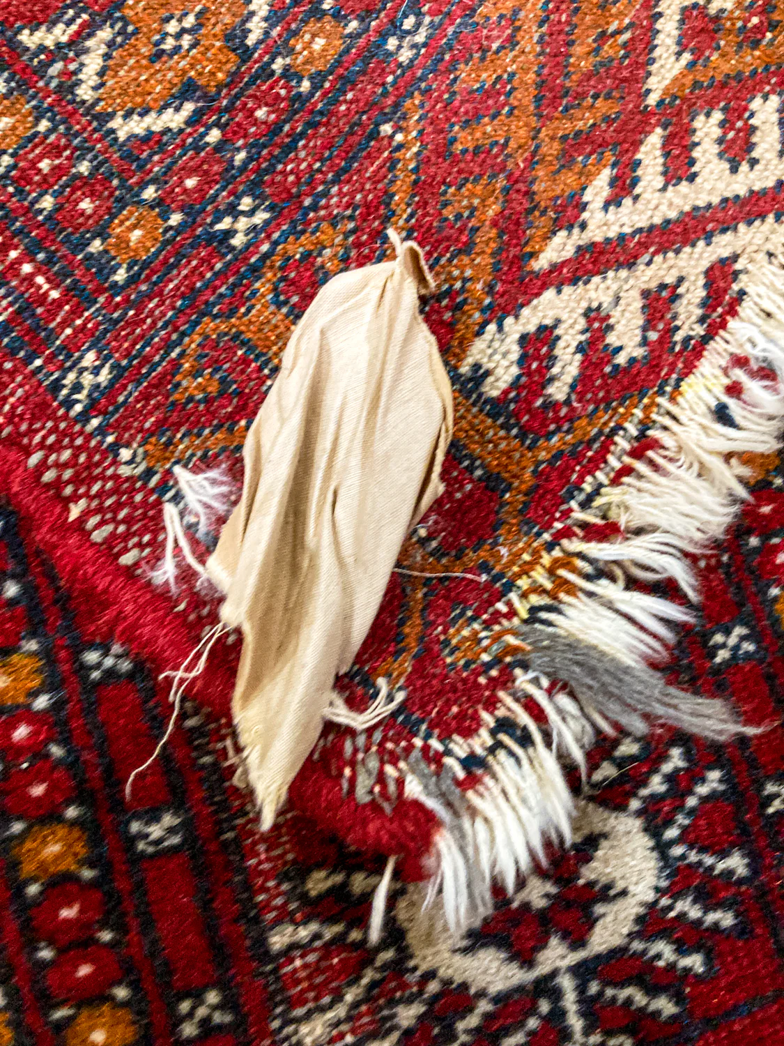 Vintage 1960s Red Orange Pakistan Hand Woven Wool 8x5 ft Area Rug - Image 24