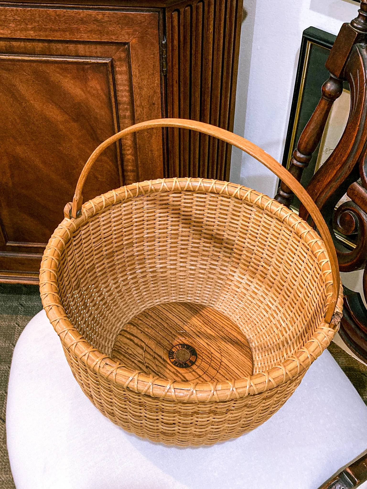Vintage 1980s William Sevrens Lightship Penny Bottom Large Woven Basket - Image 11