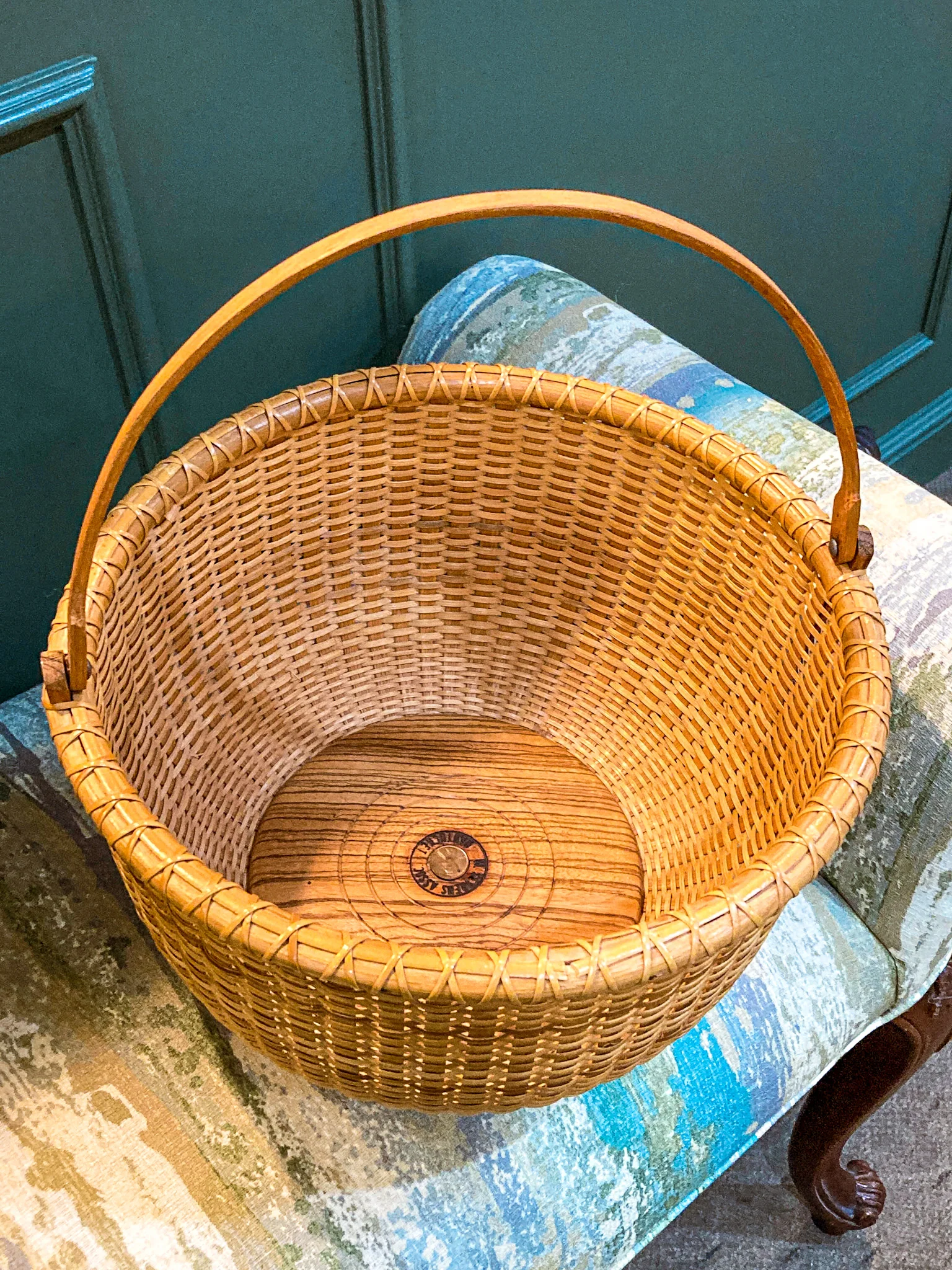 Vintage 1980s William Sevrens Lightship Penny Bottom Large Woven Basket - Image 12