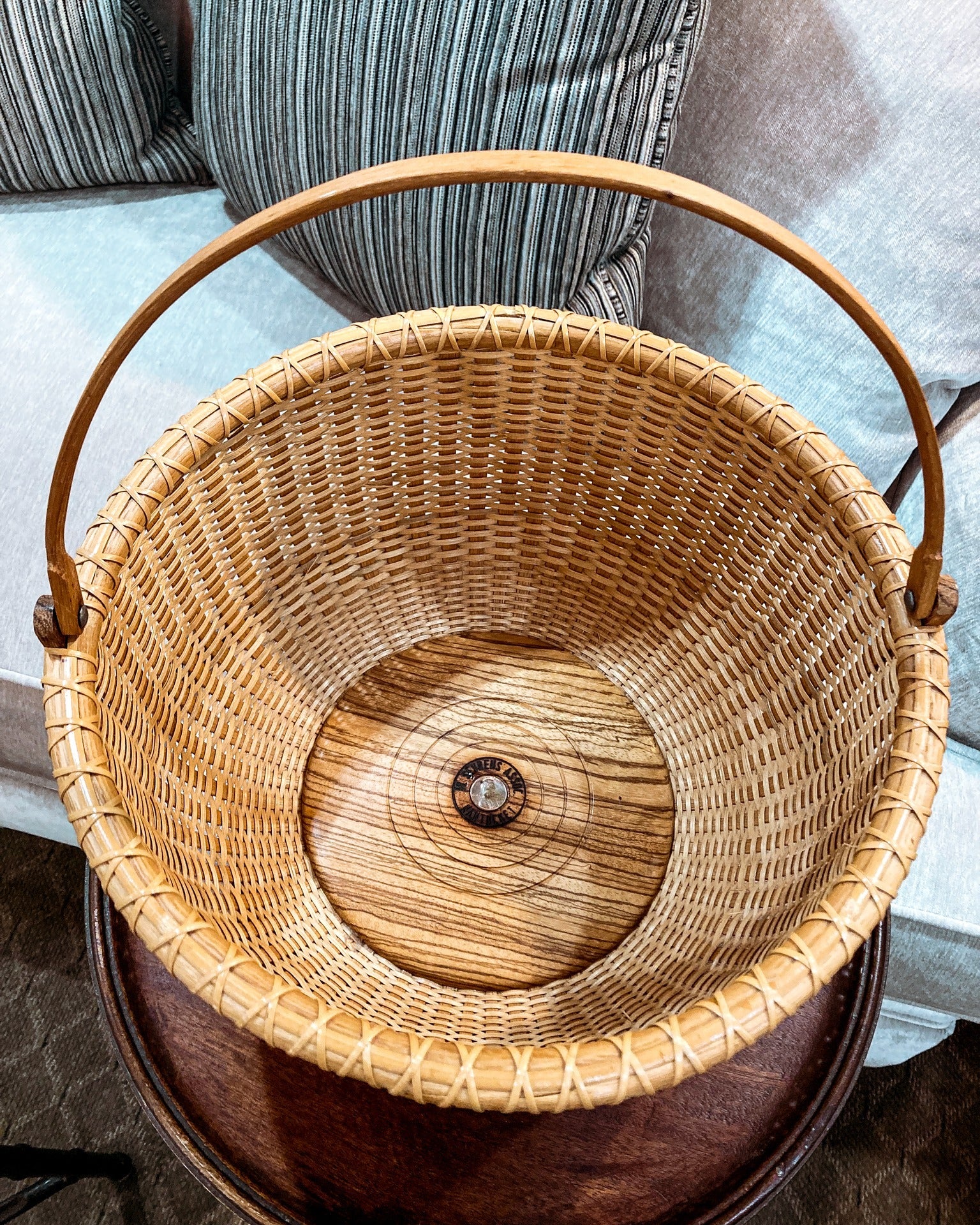 Vintage 1980s William Sevrens Lightship Penny Bottom Large Woven Basket - Image 13