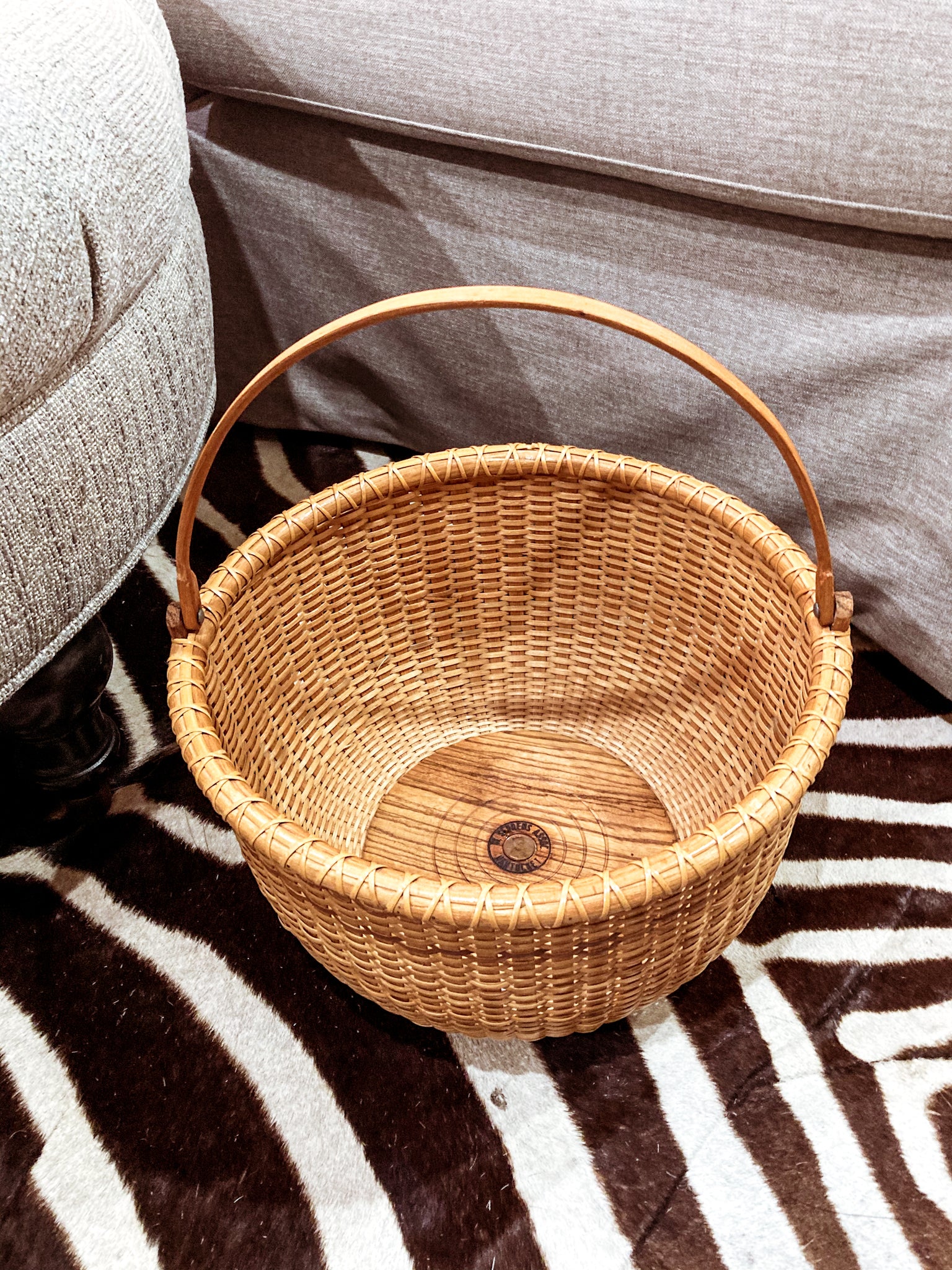 Vintage 1980s William Sevrens Lightship Penny Bottom Large Woven Basket - Image 14