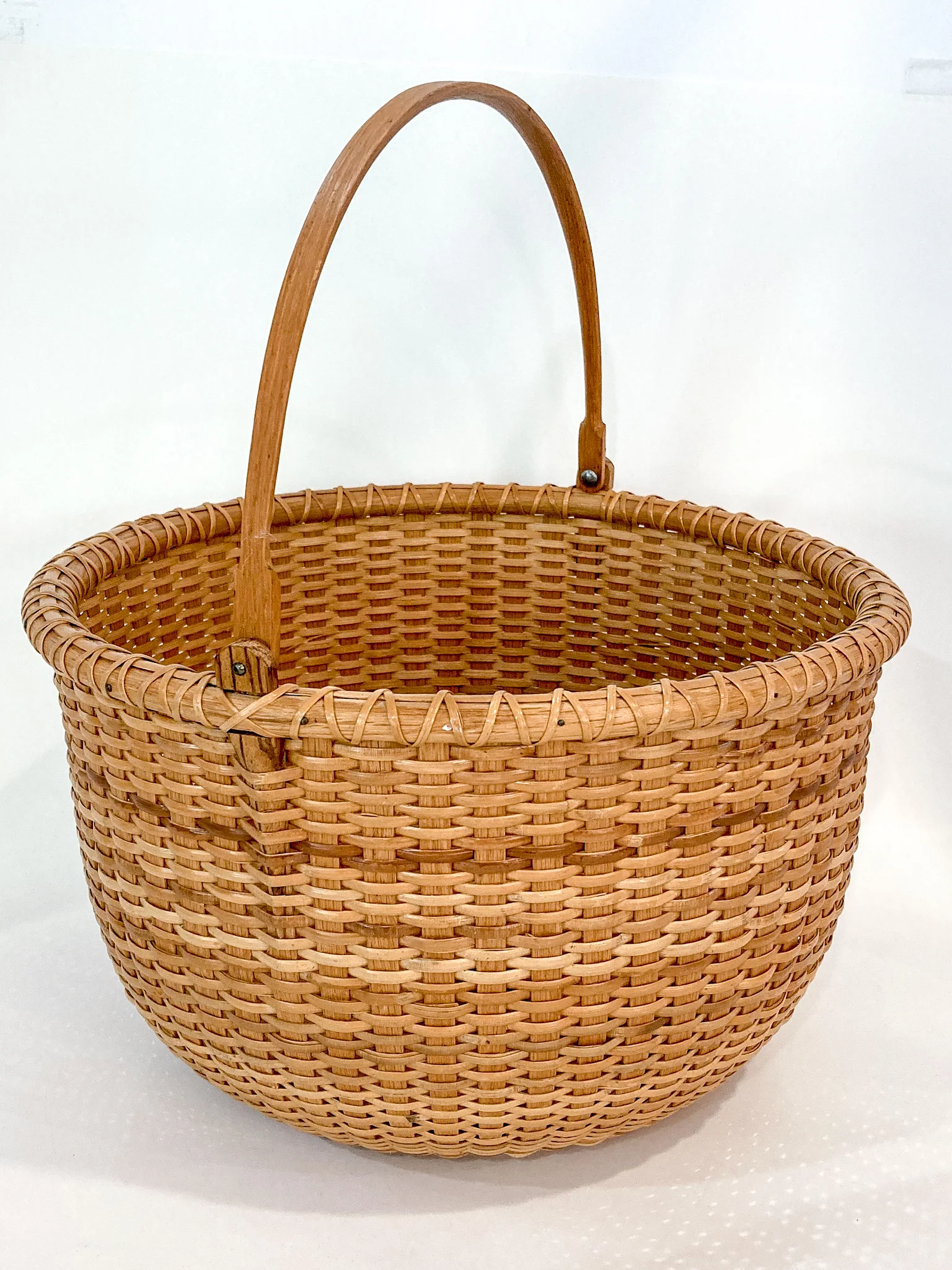 Vintage 1980s William Sevrens Lightship Penny Bottom Large Woven Basket - Image 16