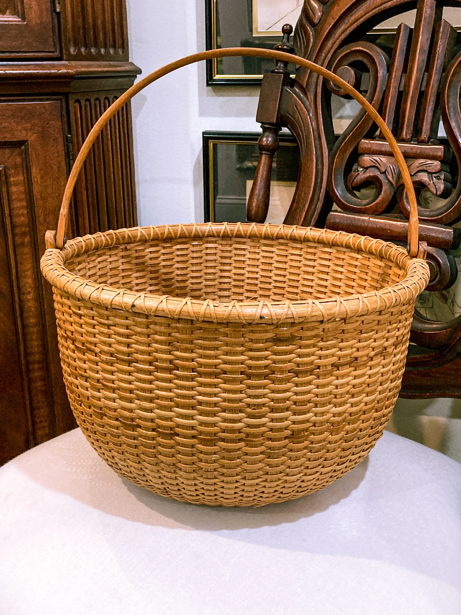 Vintage 1980s William Sevrens Lightship Penny Bottom Large Woven Basket - Image 3