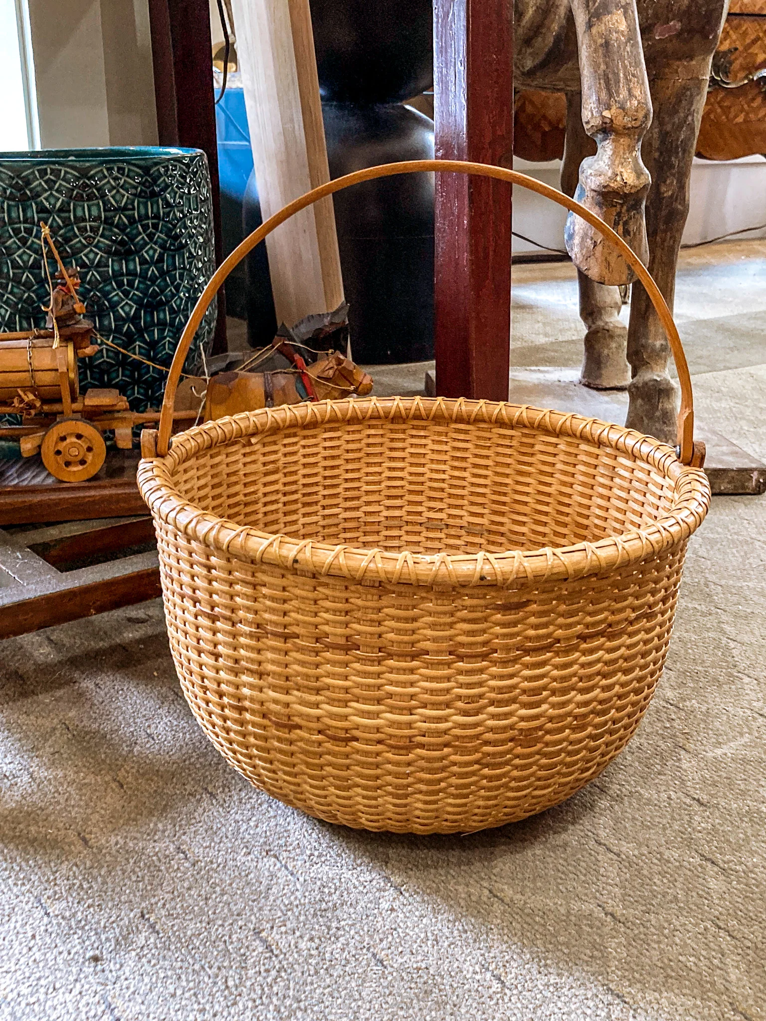 Vintage 1980s William Sevrens Lightship Penny Bottom Large Woven Basket - Image 4