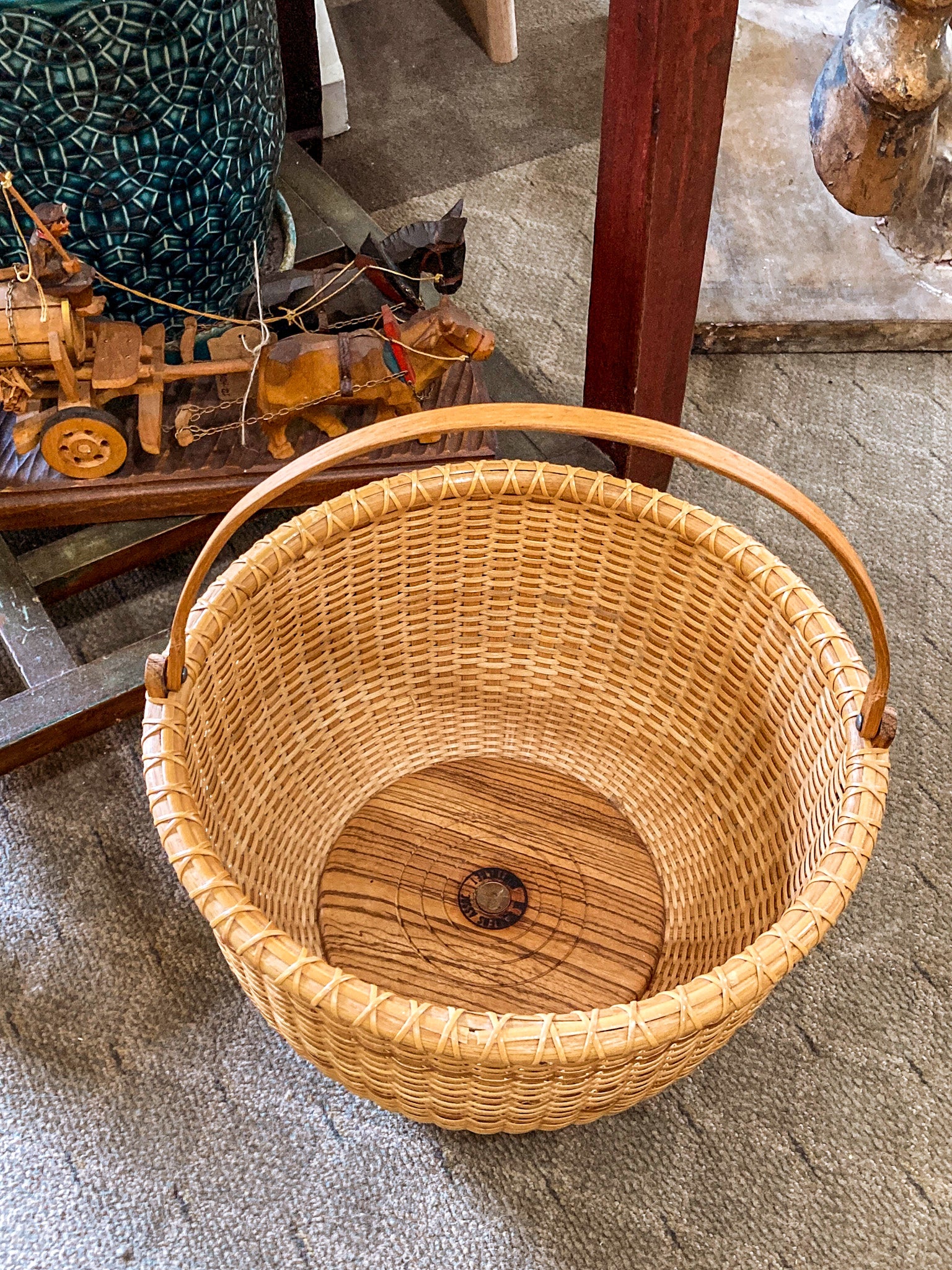 Vintage 1980s William Sevrens Lightship Penny Bottom Large Woven Basket - Image 5