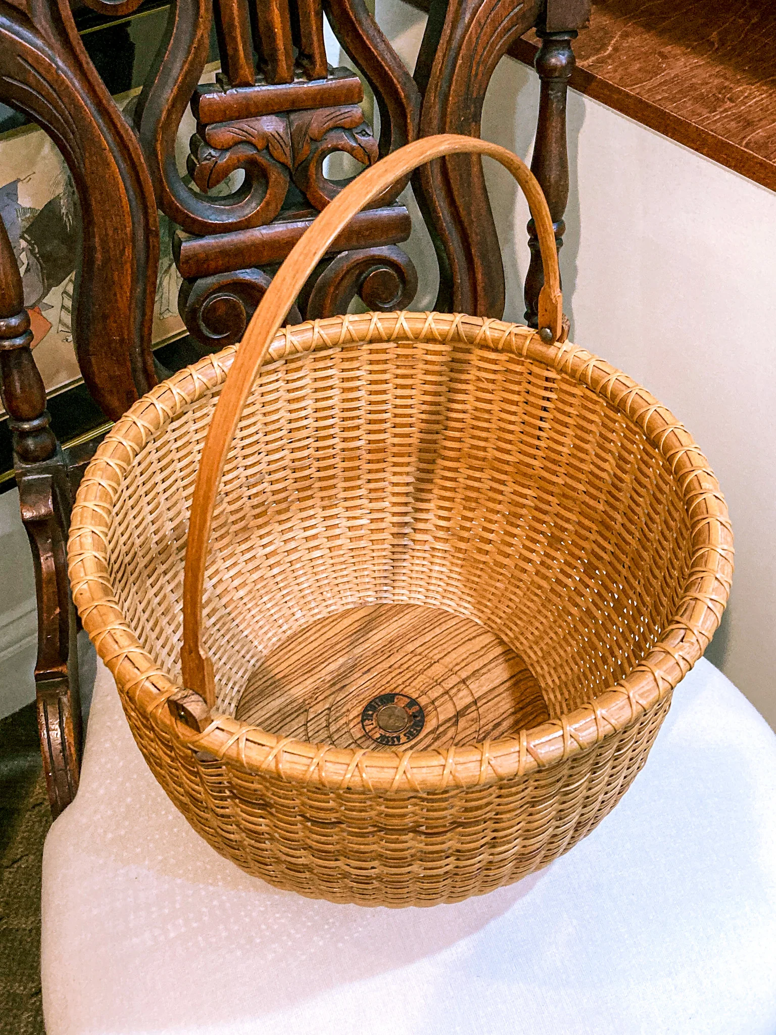 Vintage 1980s William Sevrens Lightship Penny Bottom Large Woven Basket - Image 6