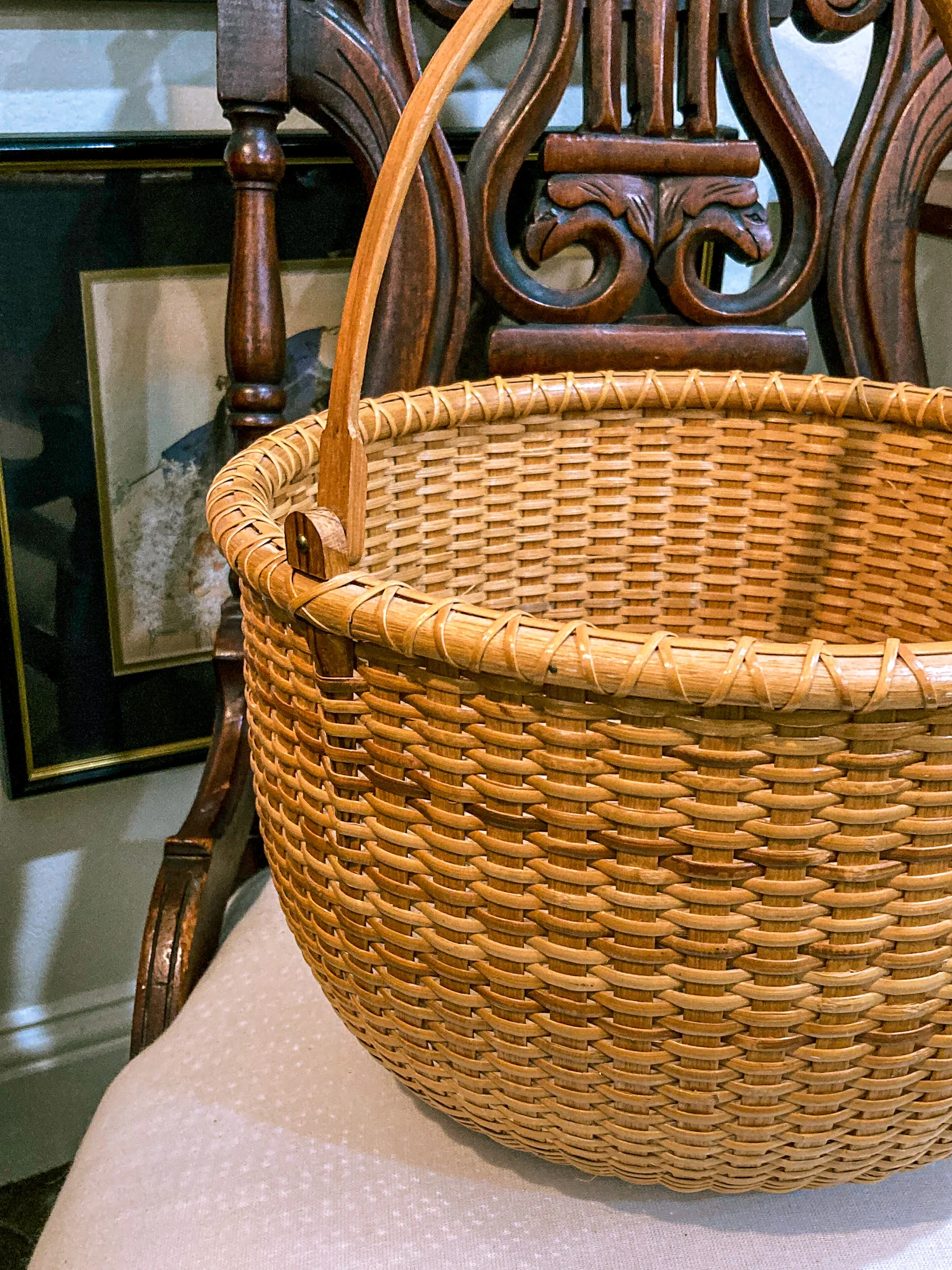 Vintage 1980s William Sevrens Lightship Penny Bottom Large Woven Basket - Image 9