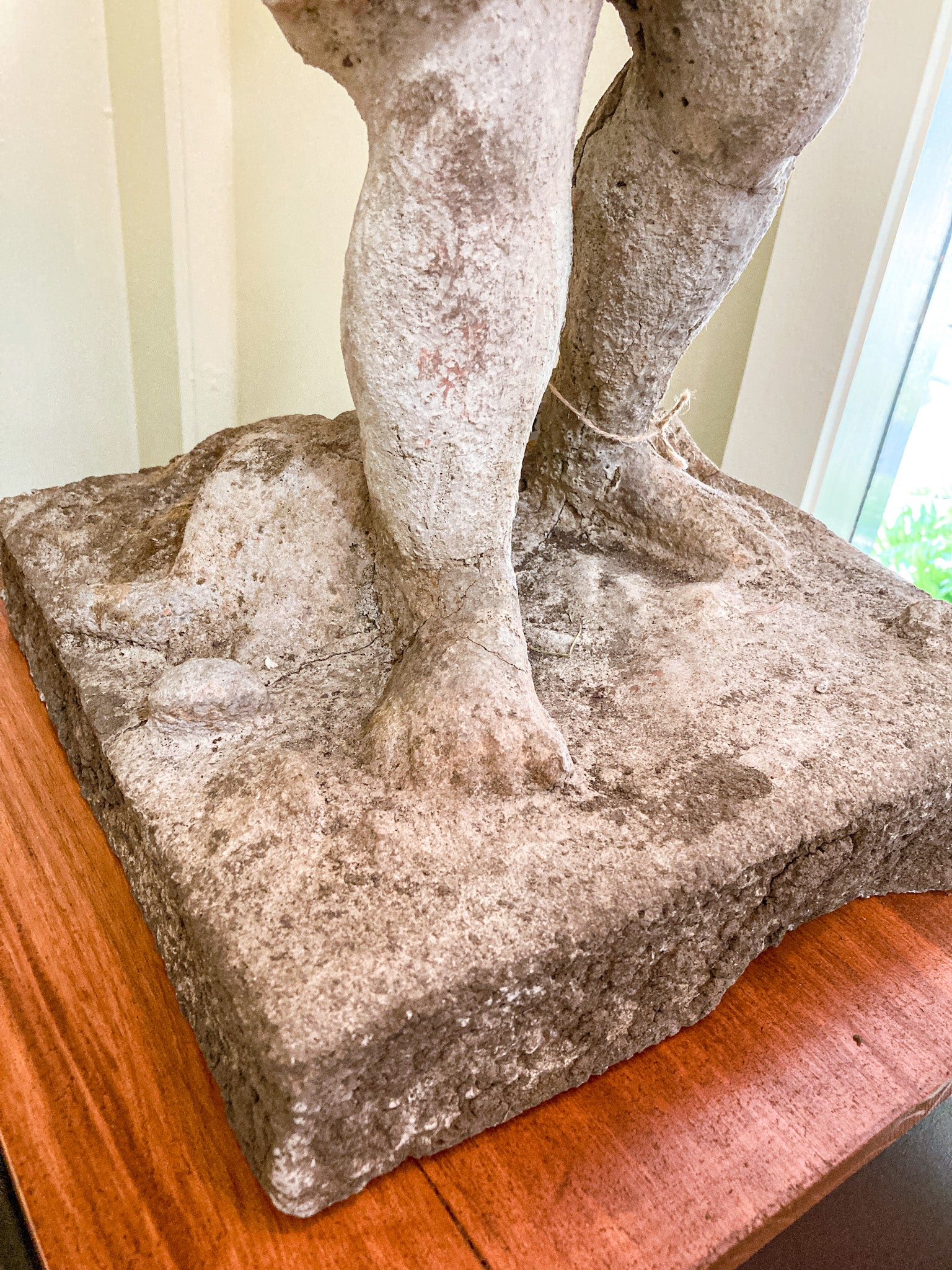 Vintage 1960s Barefoot Child Putti Outdoor Cast Stone Garden Sculpture Statue - Image 5