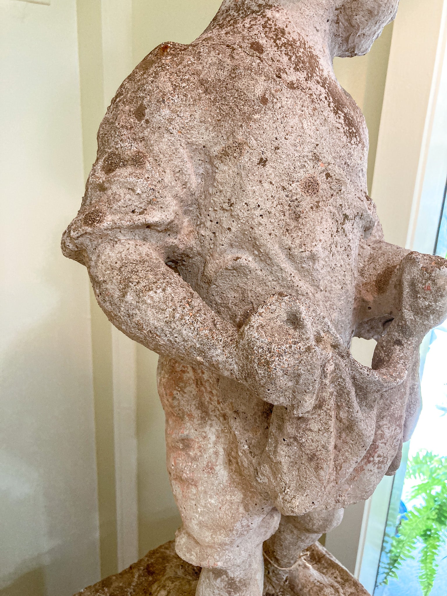 Vintage 1960s Barefoot Child Putti Outdoor Cast Stone Garden Sculpture Statue - Image 6