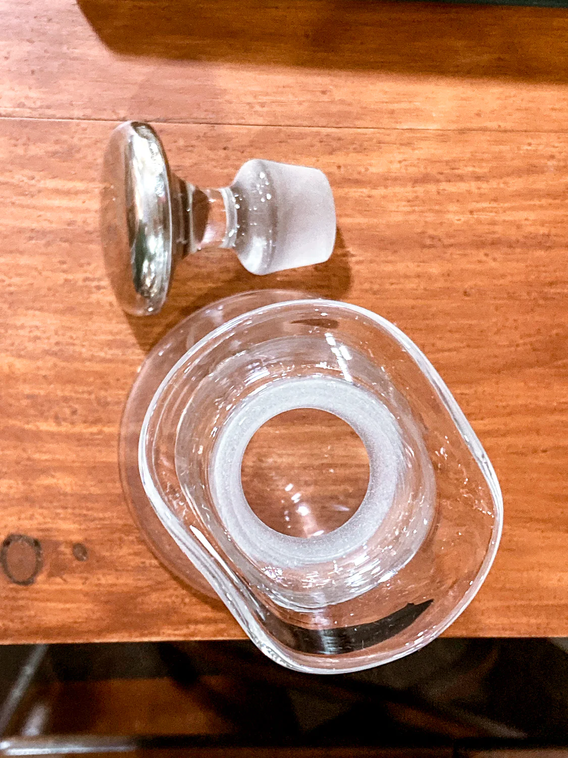 Vintage Cut Crystal Etched Sterling Silver Stopper Oil Vinegar Cruet Jar - Image 11