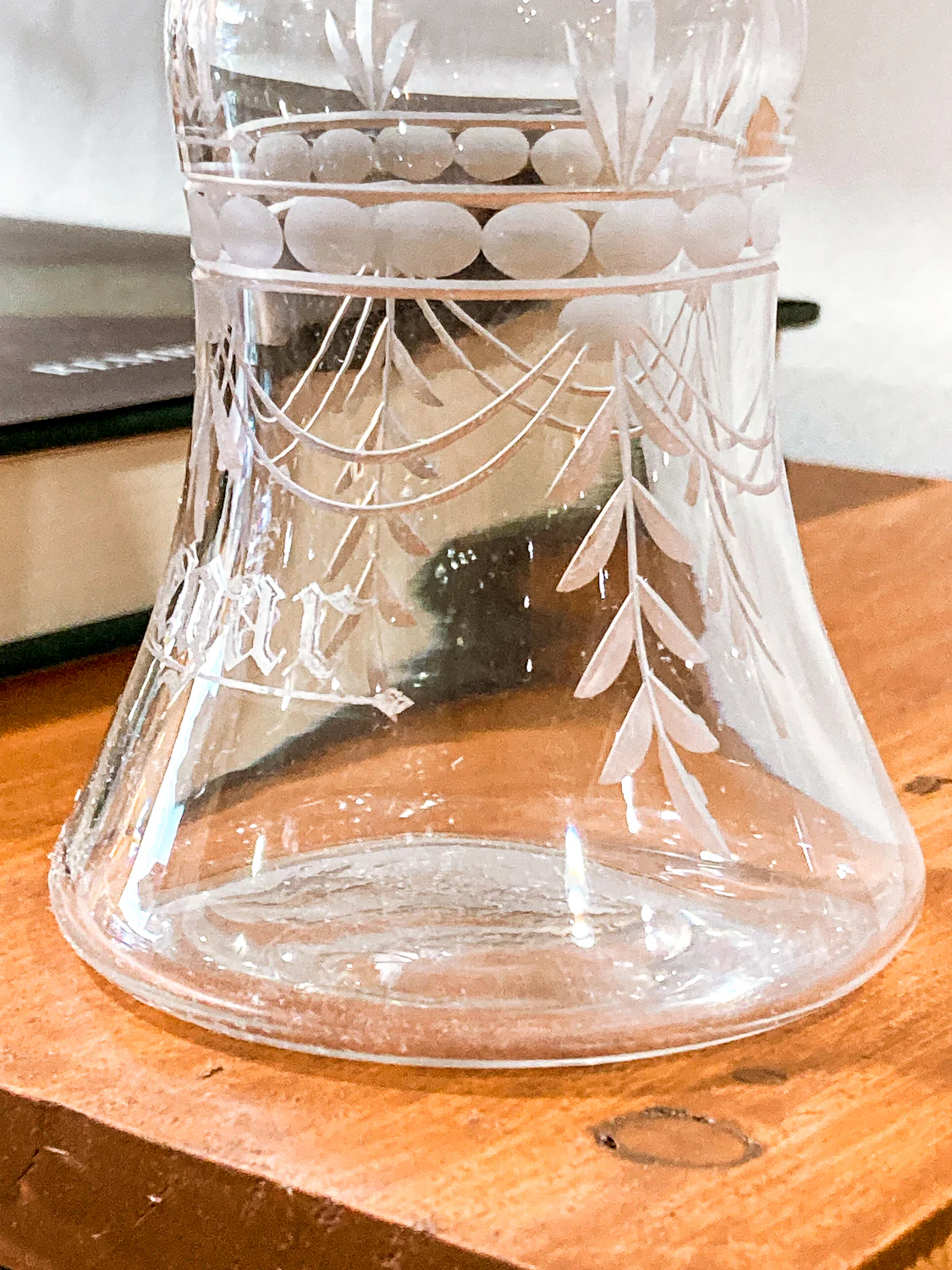 Vintage Cut Crystal Etched Sterling Silver Stopper Oil Vinegar Cruet Jar - Image 12