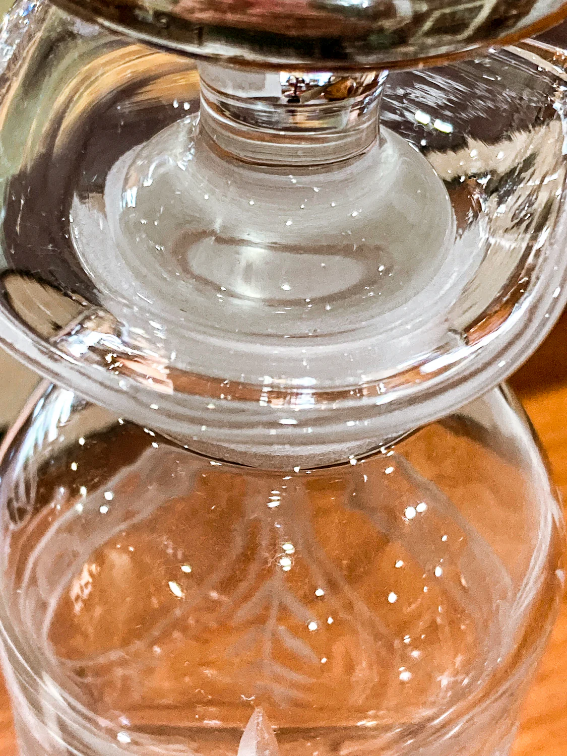 Vintage Cut Crystal Etched Sterling Silver Stopper Oil Vinegar Cruet Jar - Image 13