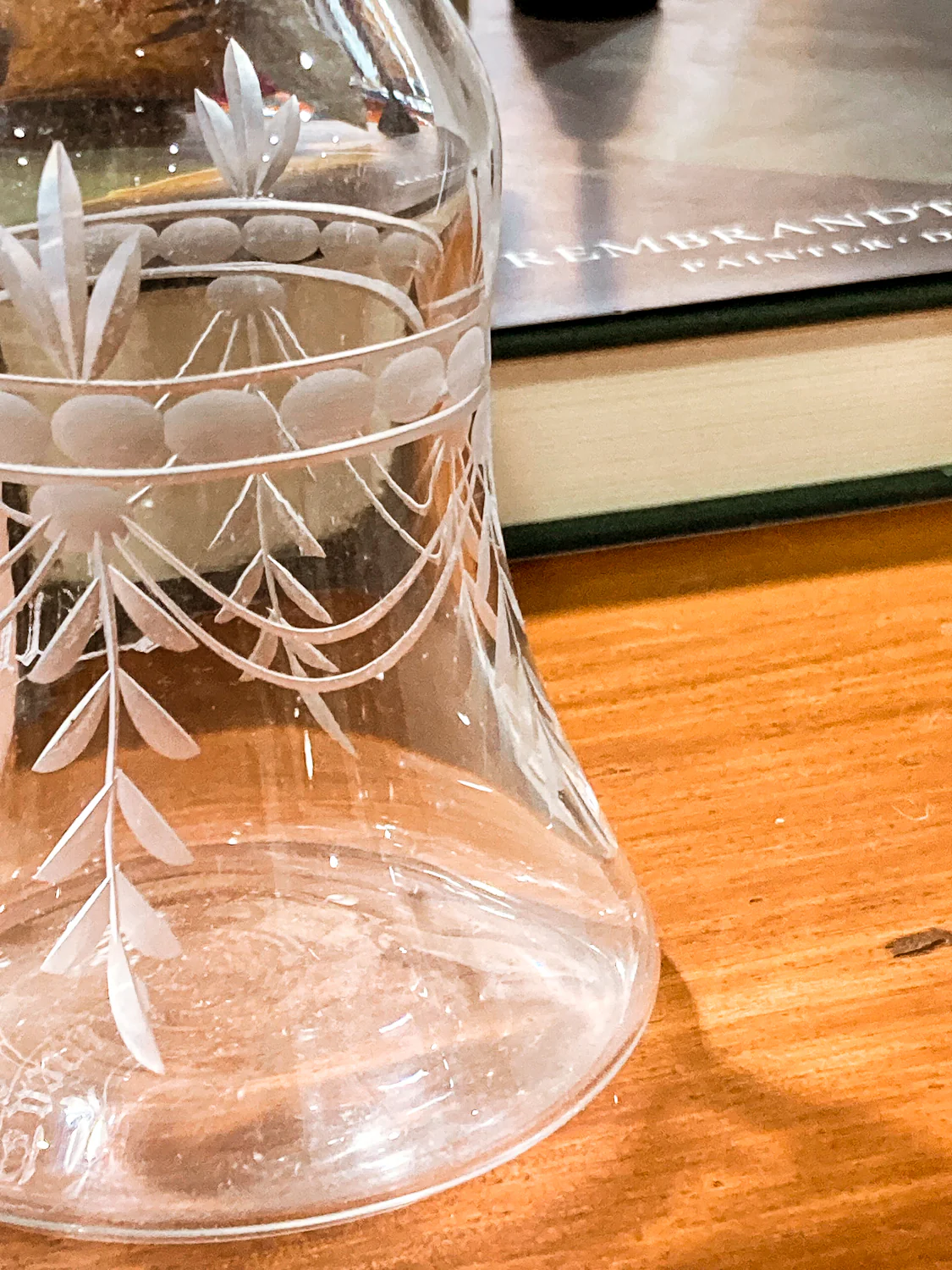 Vintage Cut Crystal Etched Sterling Silver Stopper Oil Vinegar Cruet Jar - Image 14