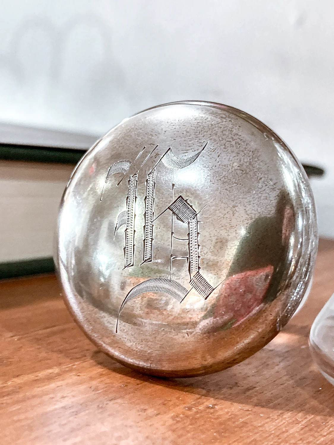 Vintage Cut Crystal Etched Sterling Silver Stopper Oil Vinegar Cruet Jar - Image 9