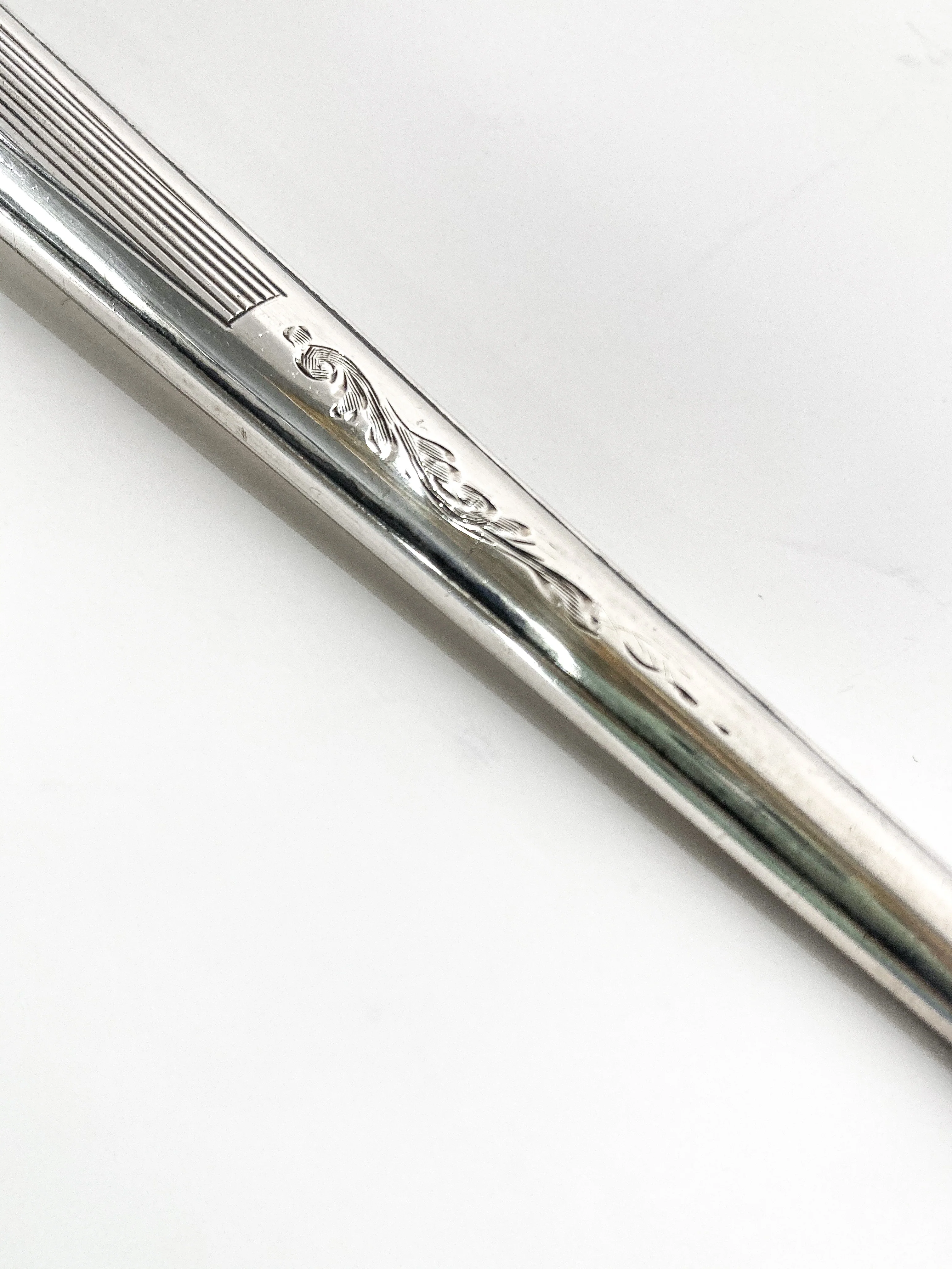 Vintage Engraved Sterling Silver Haddon Hall Elongated Vanity Hand Mirror - Image 12