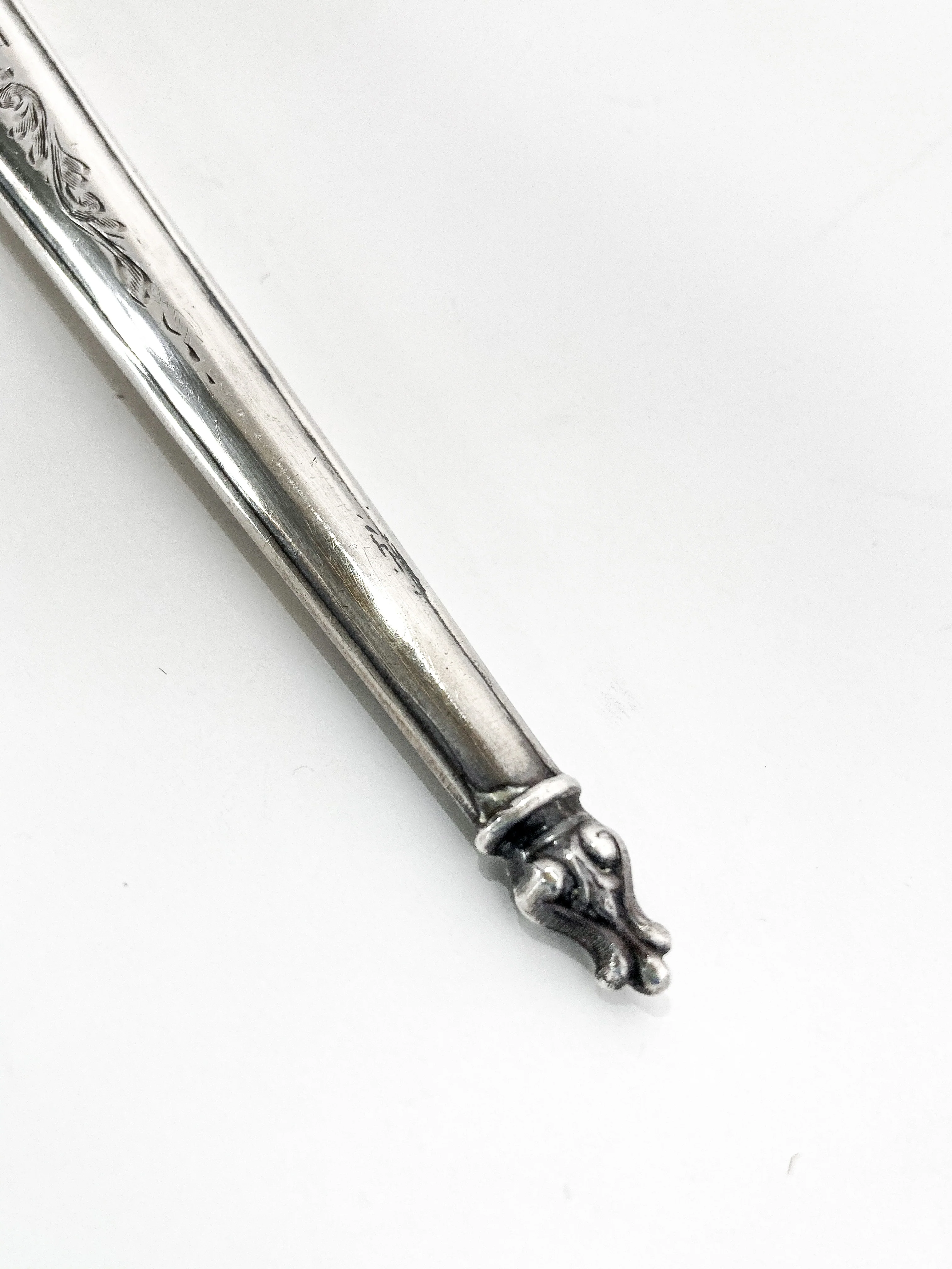 Vintage Engraved Sterling Silver Haddon Hall Elongated Vanity Hand Mirror - Image 13