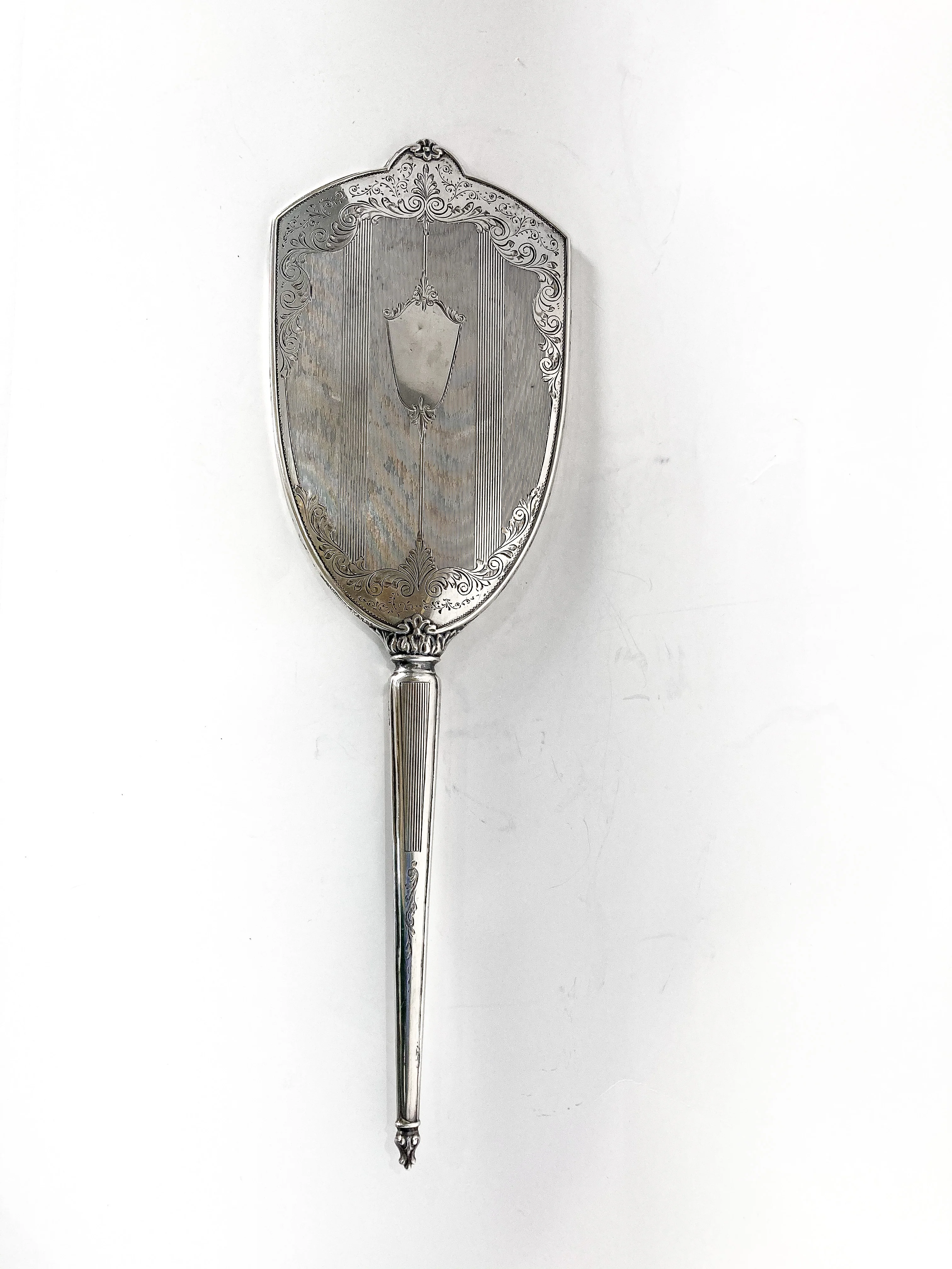 Vintage Engraved Sterling Silver Haddon Hall Elongated Vanity Hand Mirror - Image 14