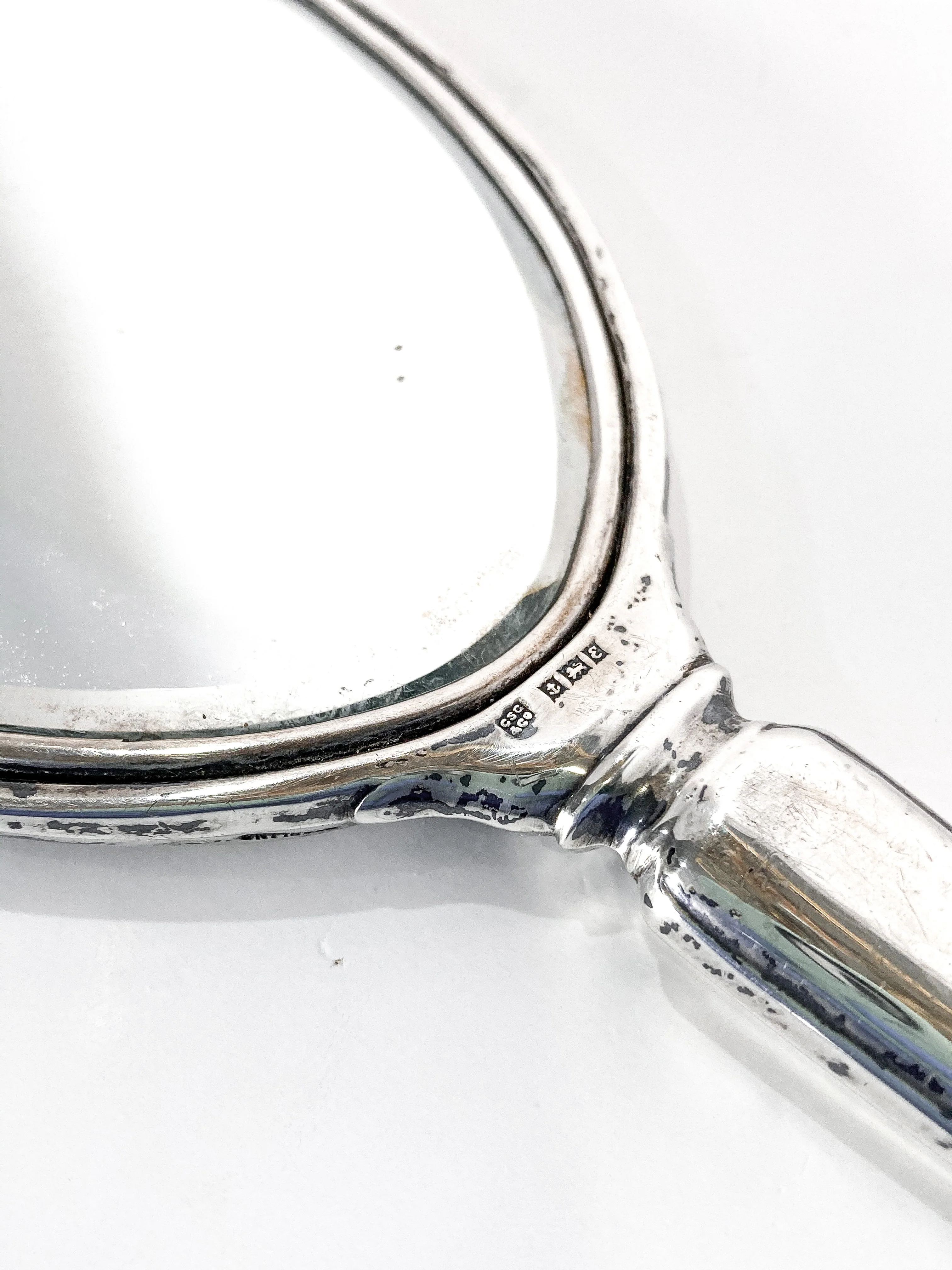 Vintage Engraved Sterling Silver Haddon Hall Elongated Vanity Hand Mirror - Image 16