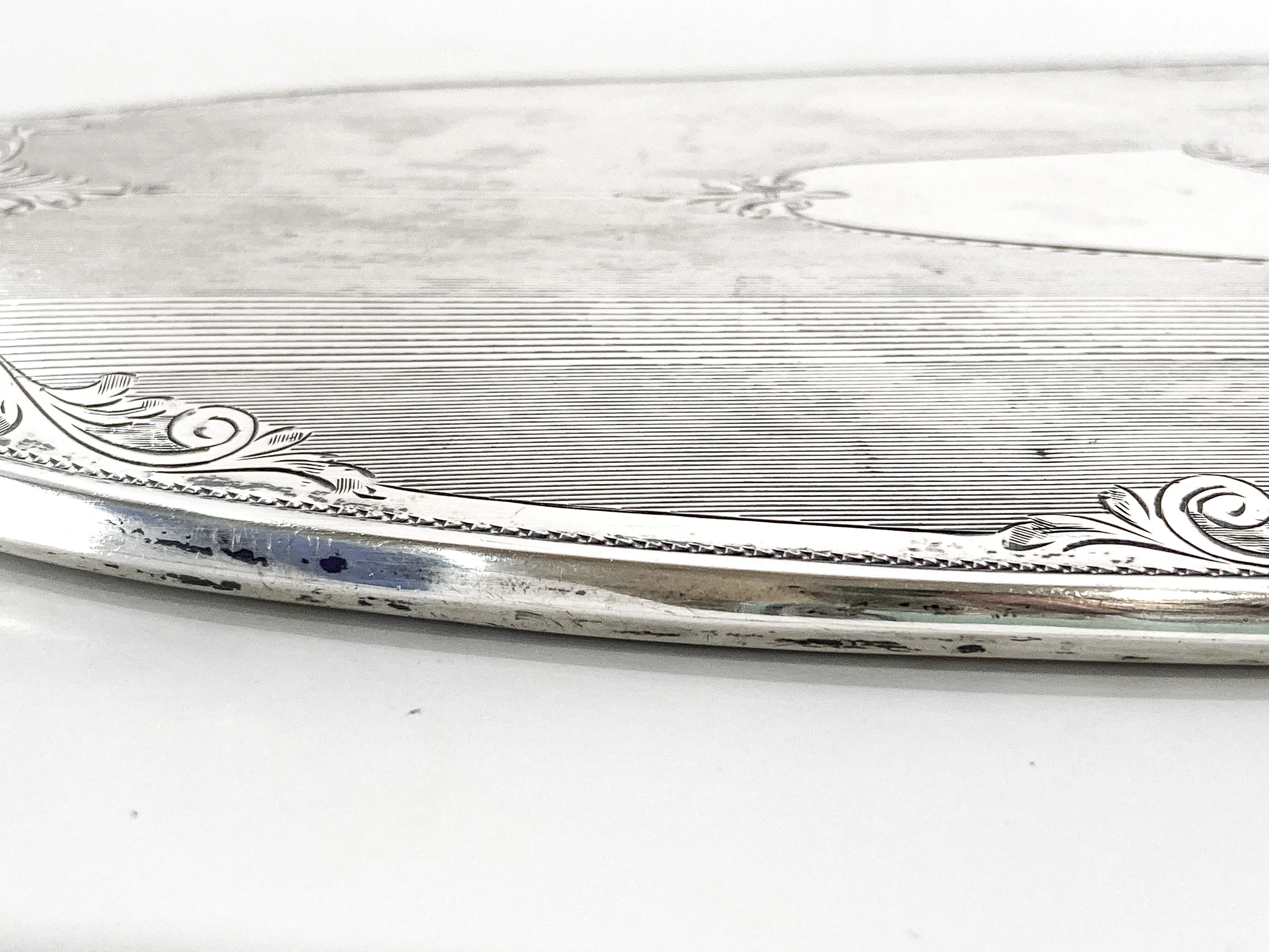 Vintage Engraved Sterling Silver Haddon Hall Elongated Vanity Hand Mirror - Image 18