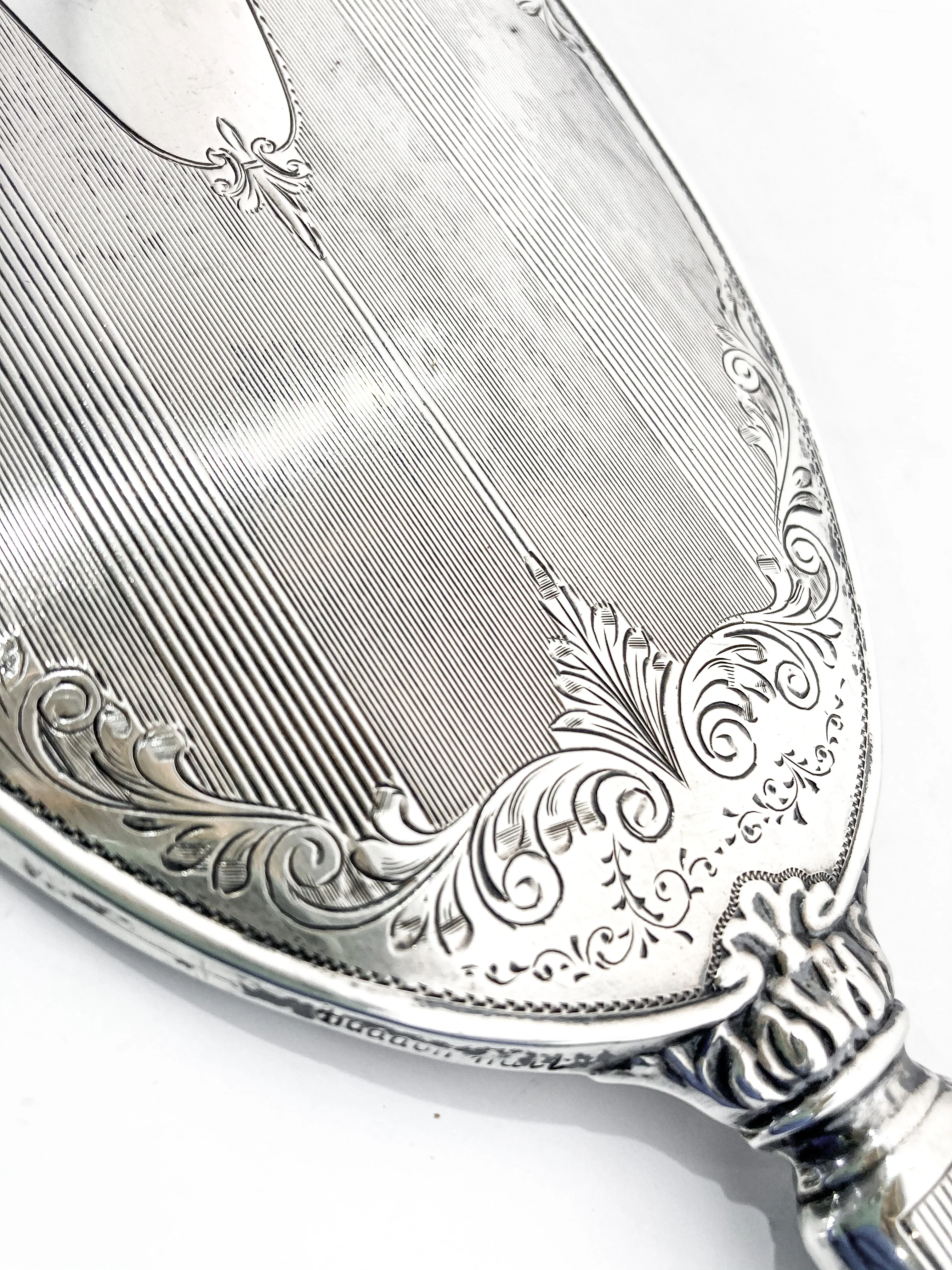 Vintage Engraved Sterling Silver Haddon Hall Elongated Vanity Hand Mirror - Image 6