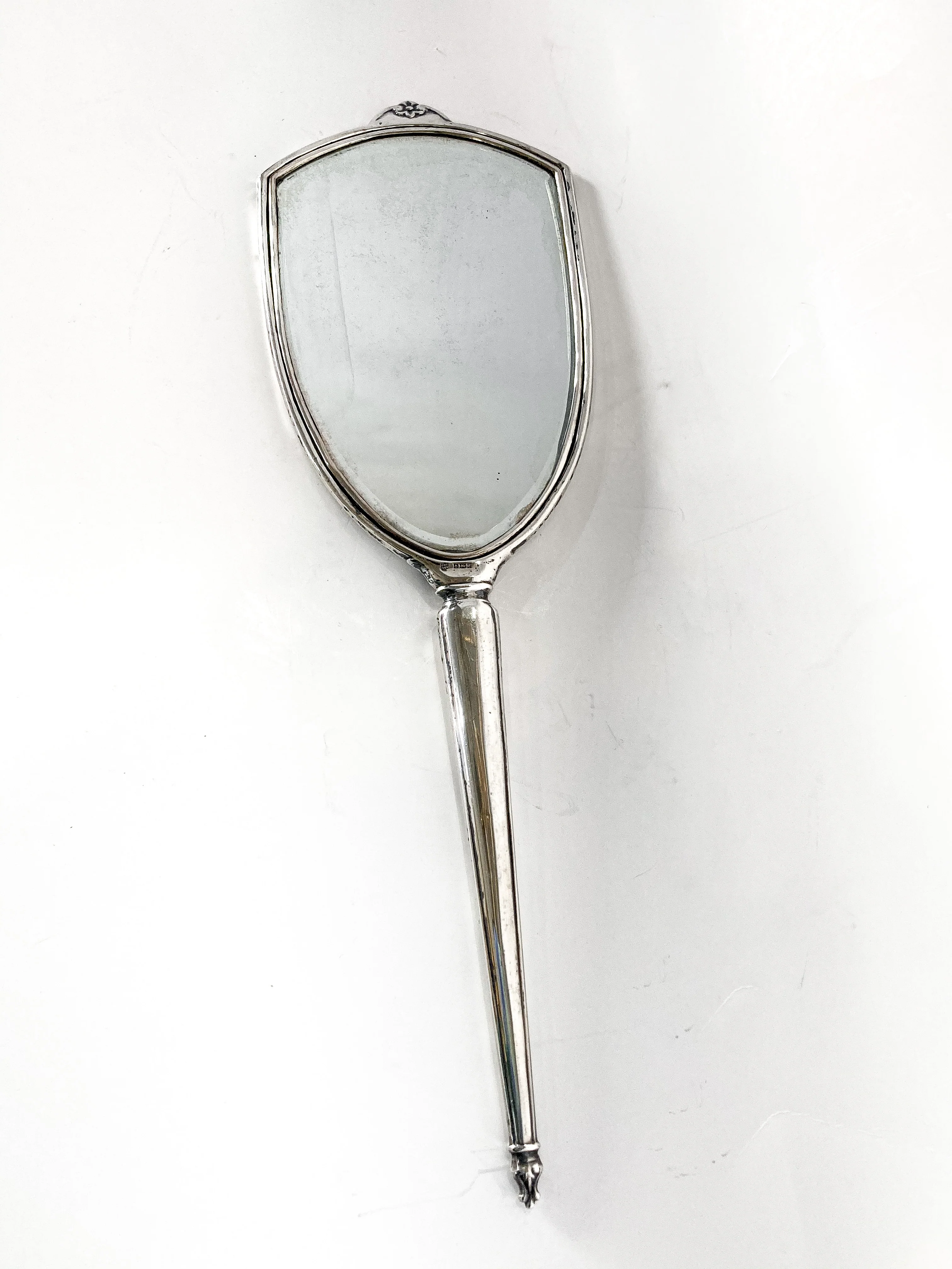Vintage Engraved Sterling Silver Haddon Hall Elongated Vanity Hand Mirror - Image 9