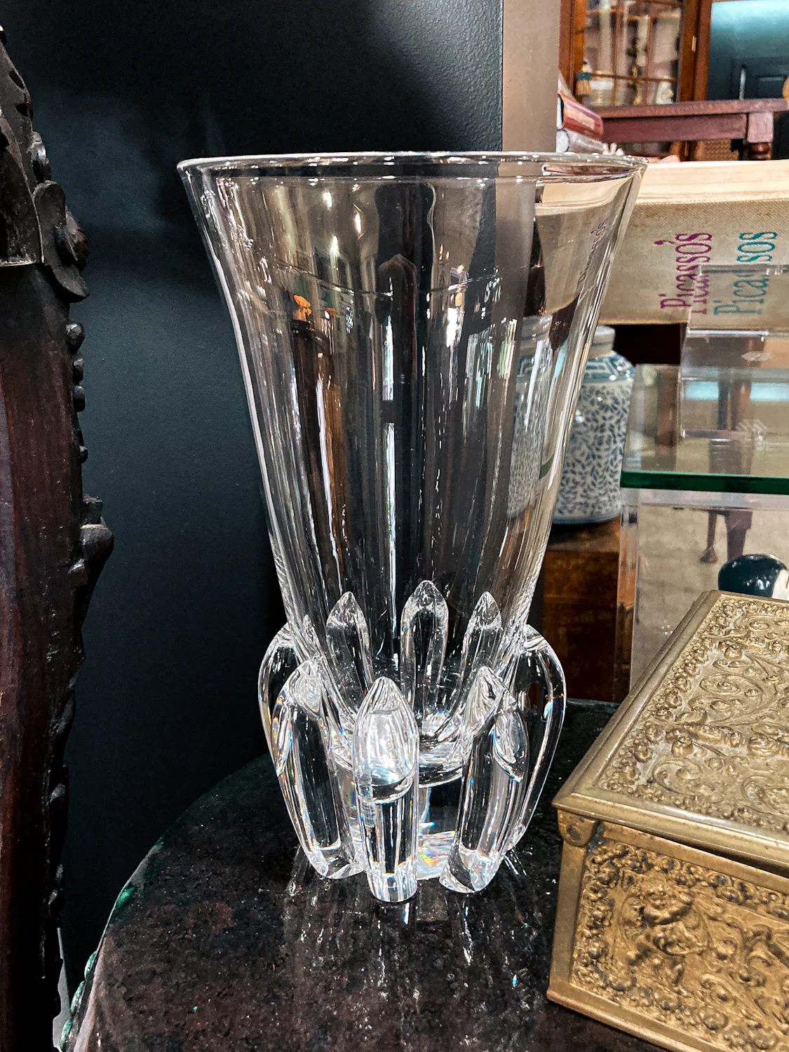 Vintage Handblown George Thompson Steuben Clear Glass Art Vase - Image 11