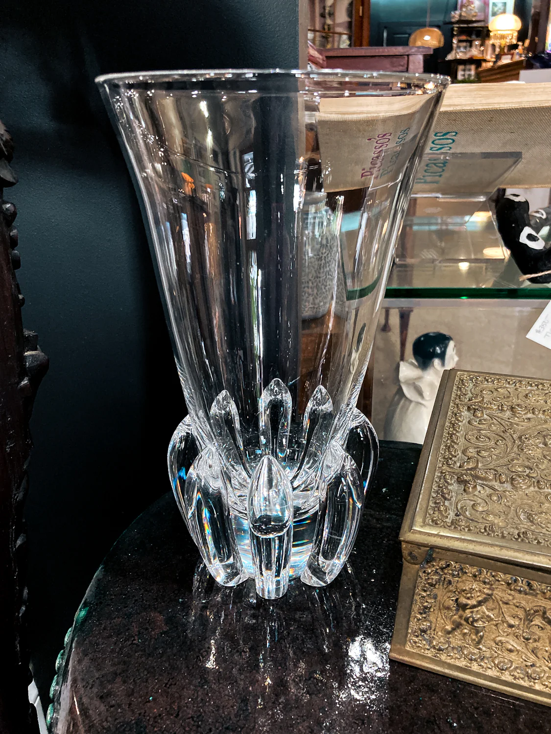 Vintage Handblown George Thompson Steuben Clear Glass Art Vase - Image 12