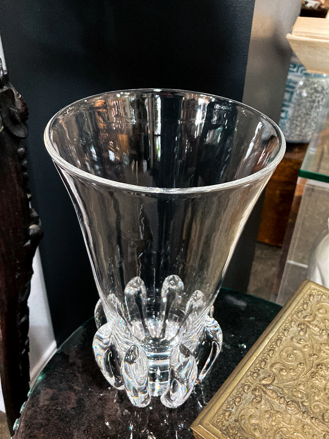 Vintage Handblown George Thompson Steuben Clear Glass Art Vase - Image 13