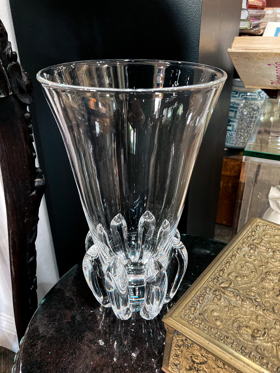 Vintage Handblown George Thompson Steuben Clear Glass Art Vase - Image 5