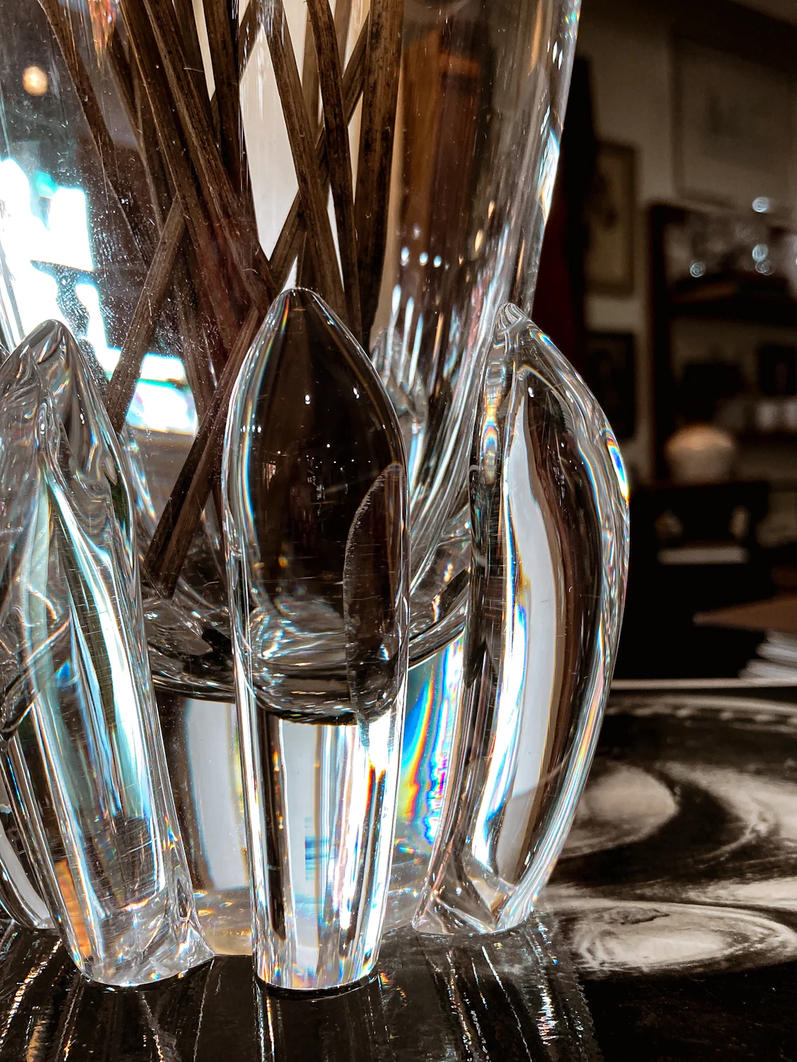 Vintage Handblown George Thompson Steuben Clear Glass Art Vase - Image 7