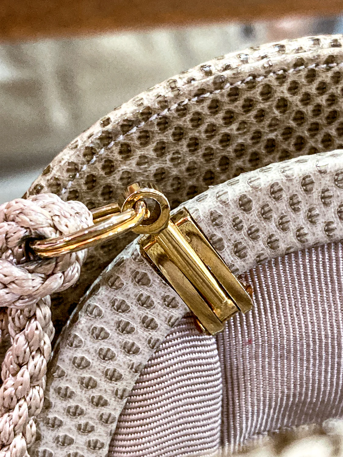 Vintage Judith Leiber Champagne Snakeskin Floral Clasp Crossbody Clutch Bag - Image 25