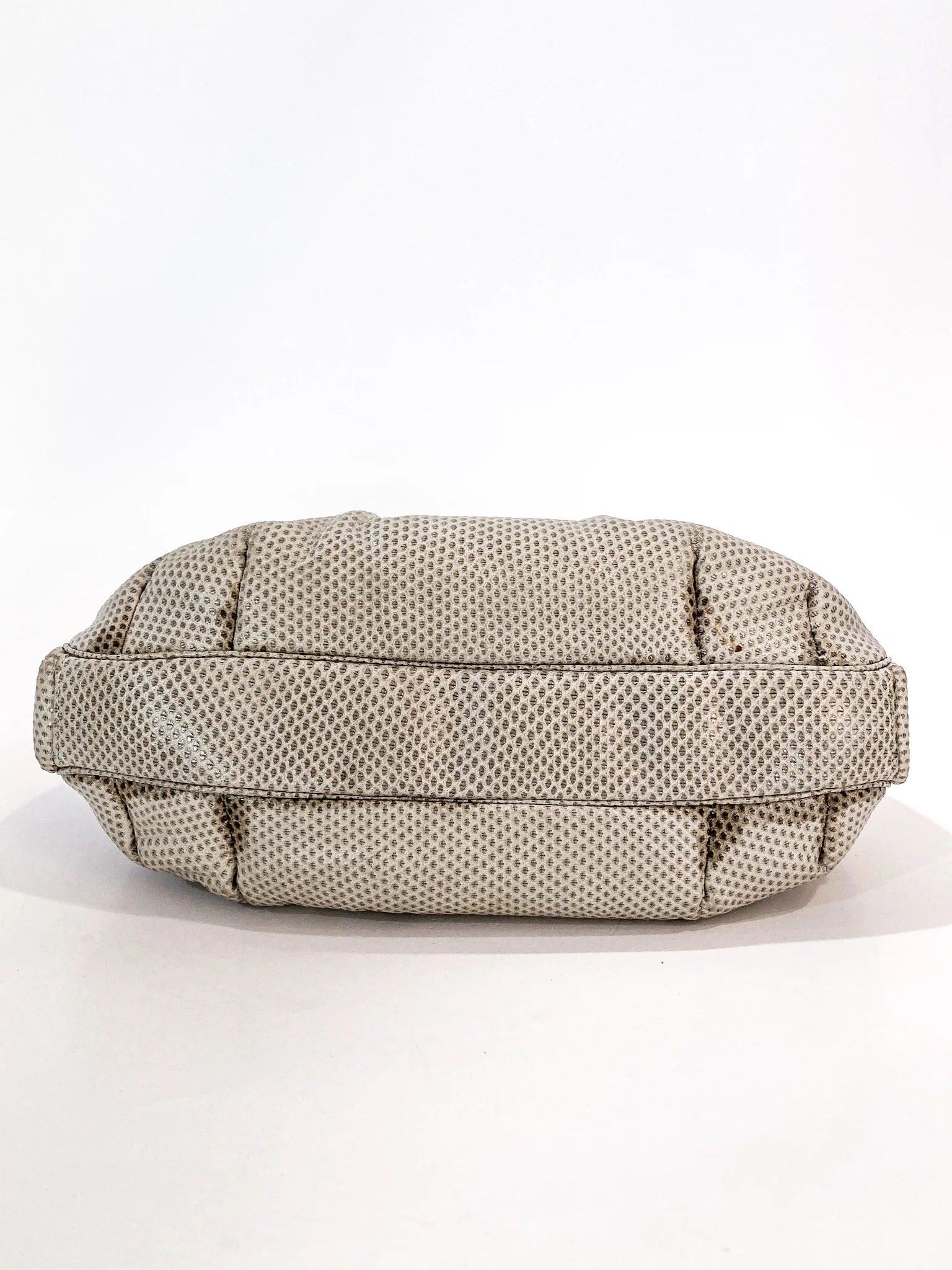 Vintage Judith Leiber Champagne Snakeskin Floral Clasp Crossbody Clutch Bag - Image 32