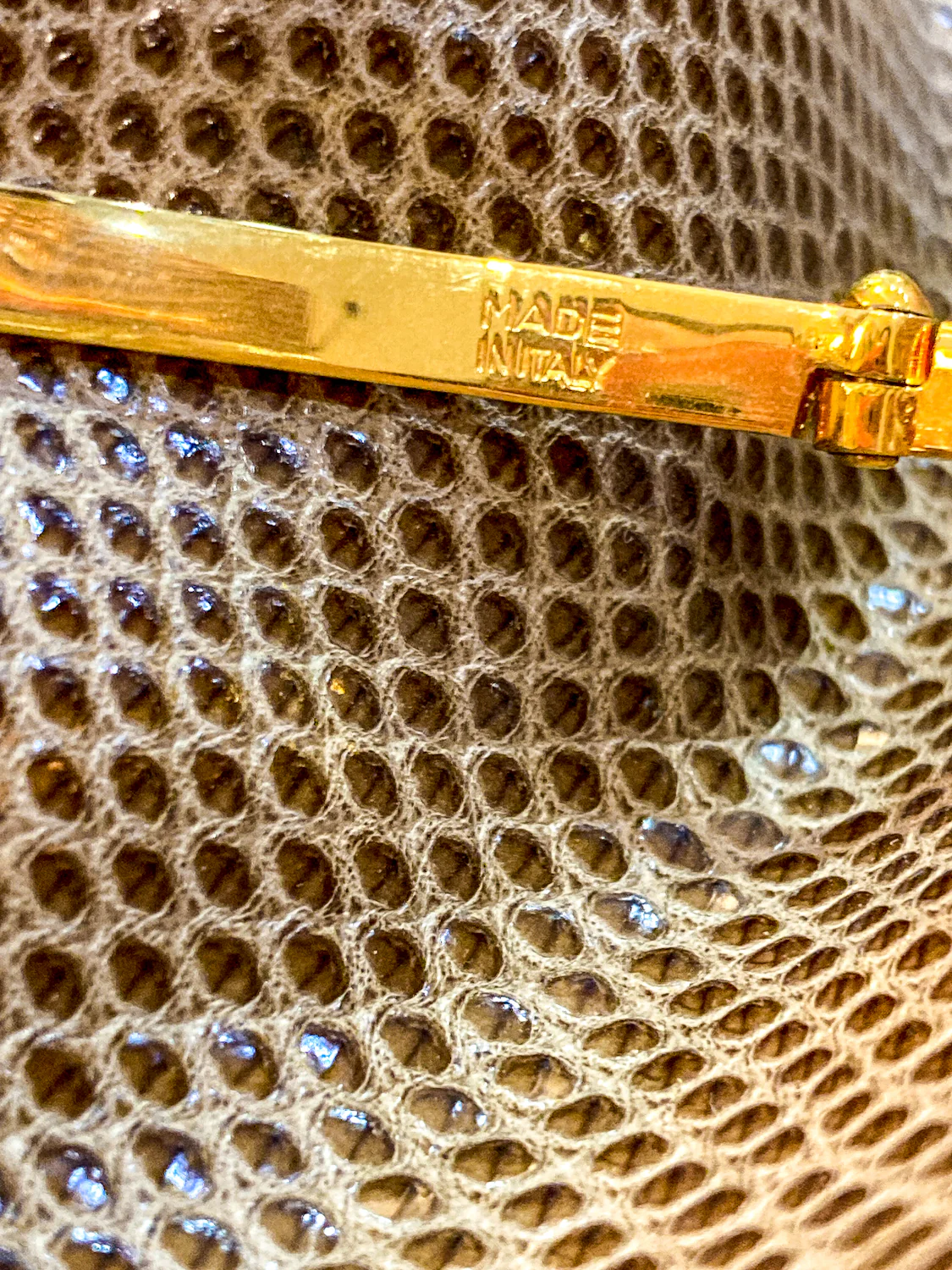 Vintage Judith Leiber Horn Lizard Leather Beige Handbag Clutch Crossbody Purse - Image 32