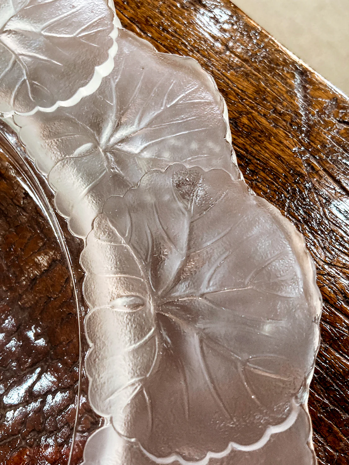 Vintage Lalique France Honfleur Geranium 11 Inch Clear Crystal Dish Plate - Image 13