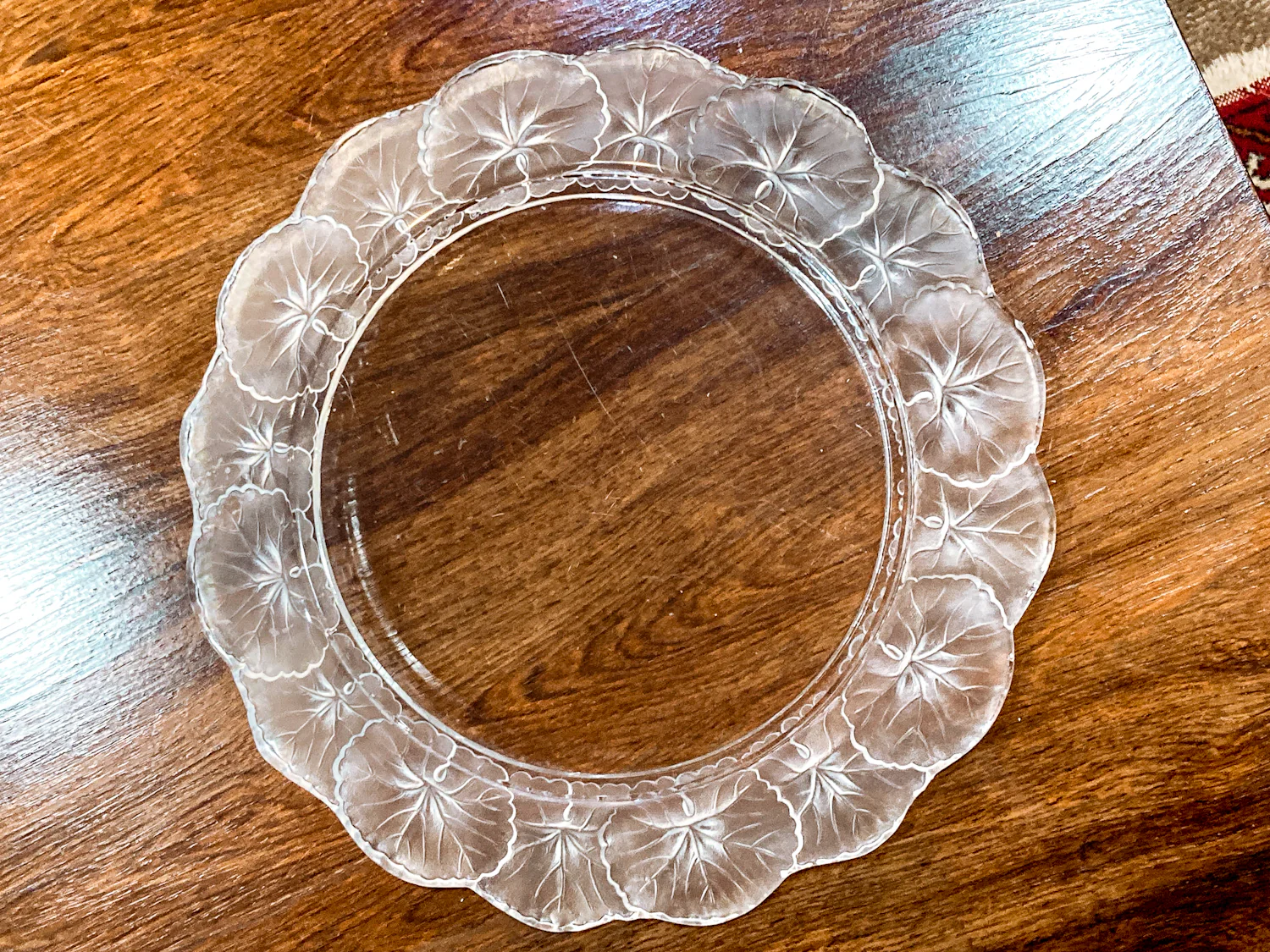 Vintage Lalique France Honfleur Geranium 11 Inch Clear Crystal Dish Plate - Image 15