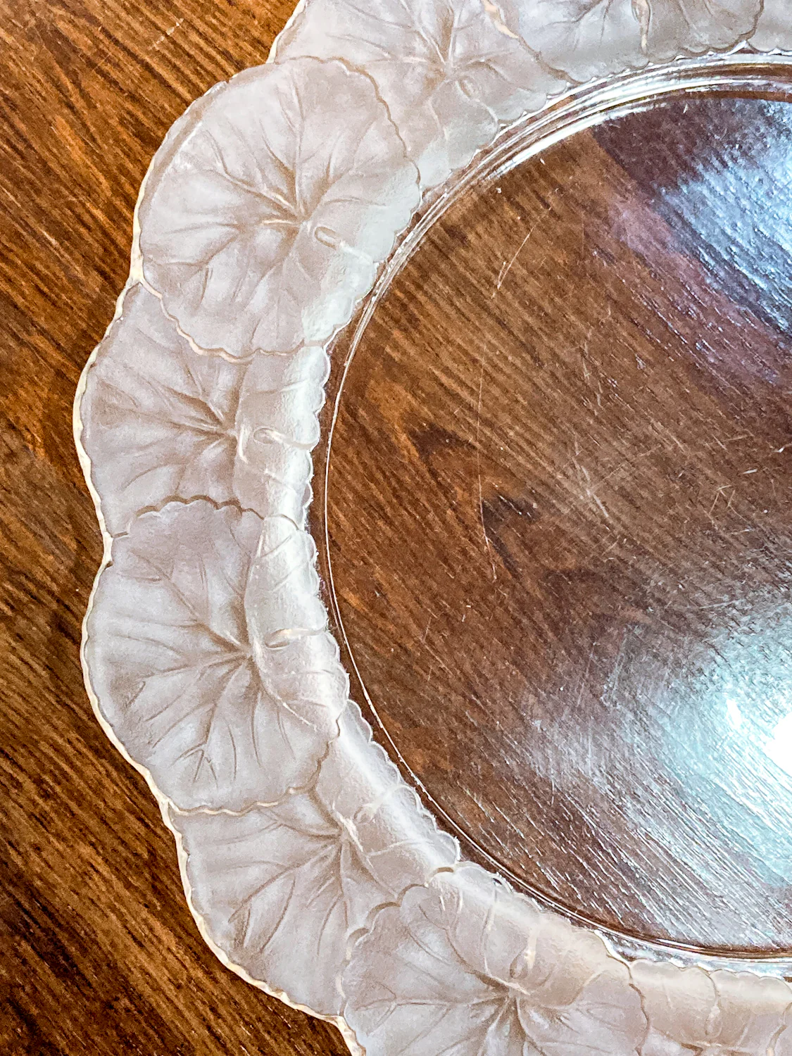 Vintage Lalique France Honfleur Geranium 11 Inch Clear Crystal Dish Plate - Image 17