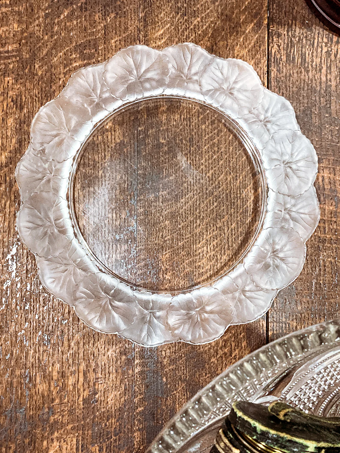 Vintage Lalique France Honfleur Geranium 11 Inch Clear Crystal Dish Plate - Image 20