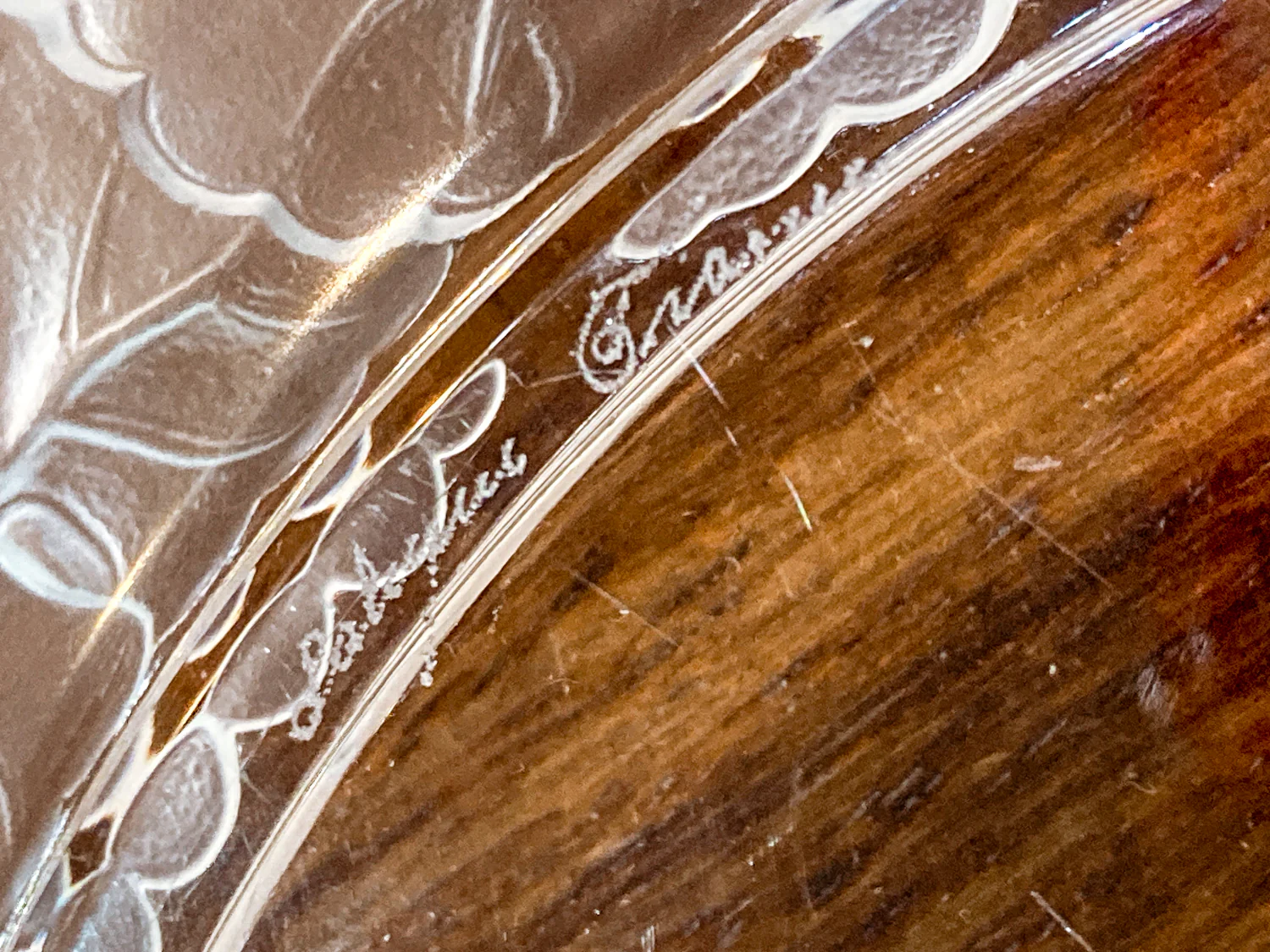 Vintage Lalique France Honfleur Geranium 11 Inch Clear Crystal Dish Plate - Image 6