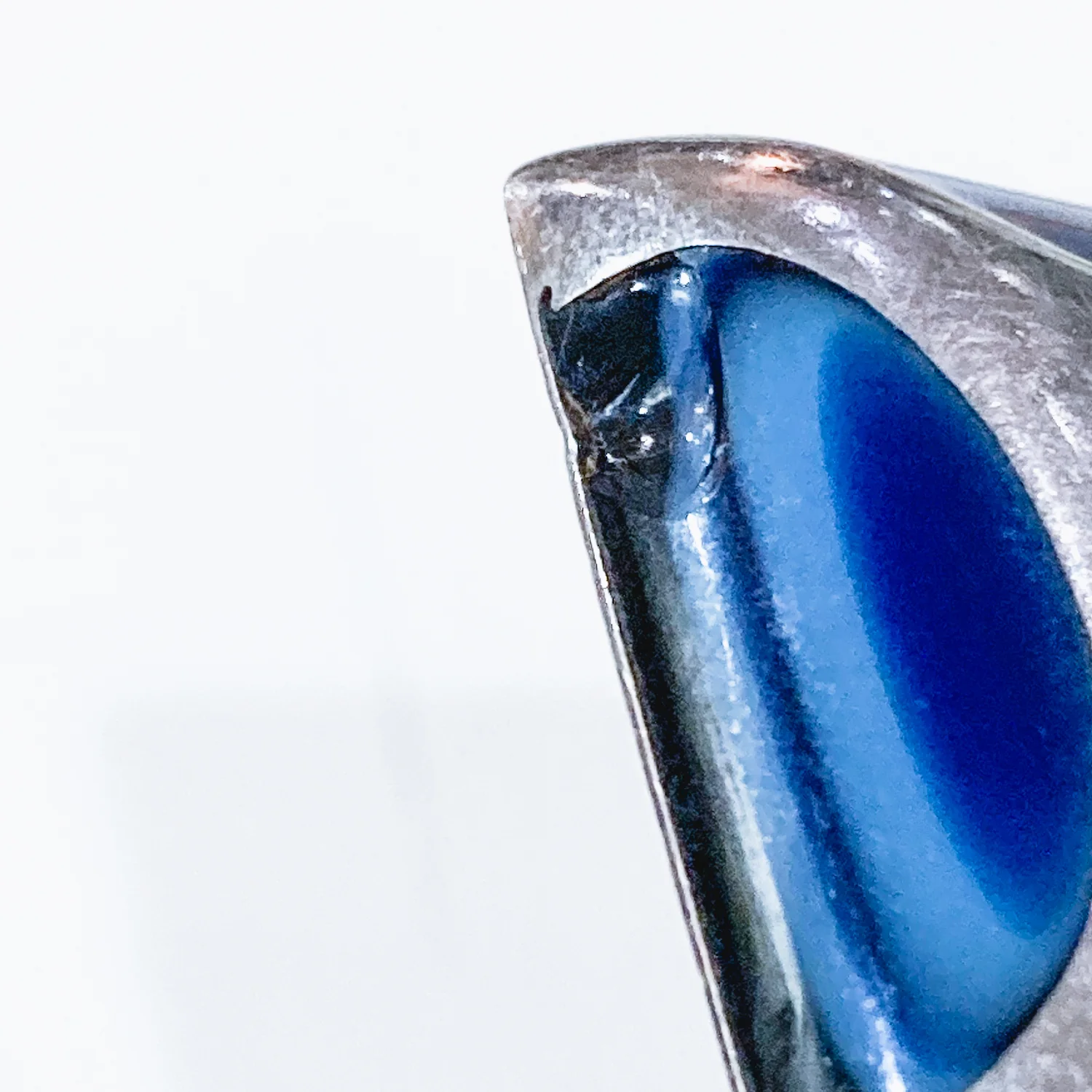 Vintage Mexico Sterling Silver Layered Blue Glass Geometric Clip On Earrings - Image 17