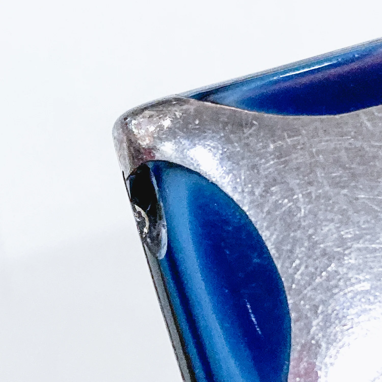 Vintage Mexico Sterling Silver Layered Blue Glass Geometric Clip On Earrings - Image 18