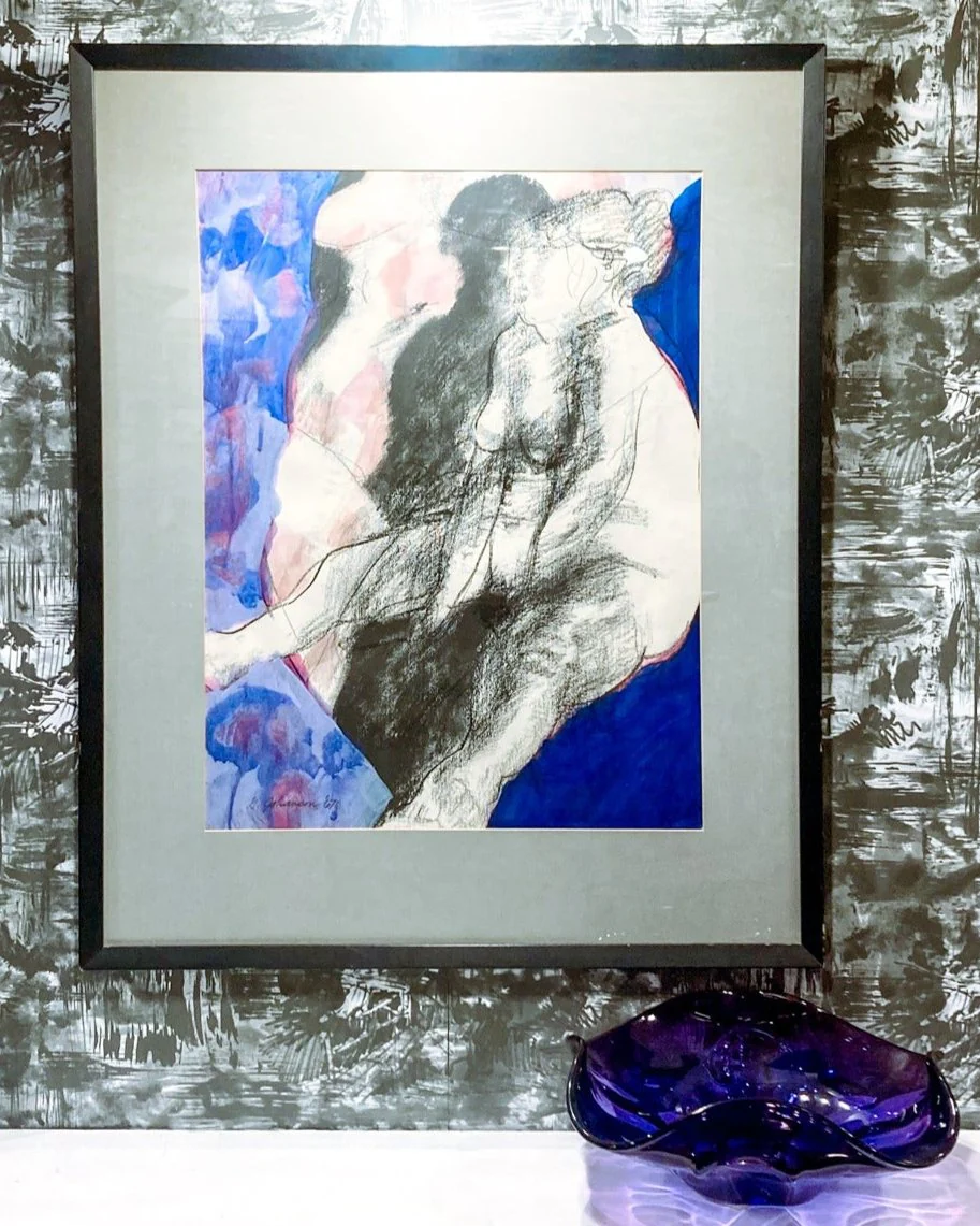Vintage Mixed Media Abstract Female Figure Framed George Johanson - Image 10