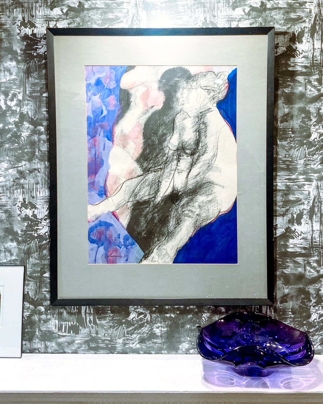 Vintage Mixed Media Abstract Female Figure Framed George Johanson - Image 11