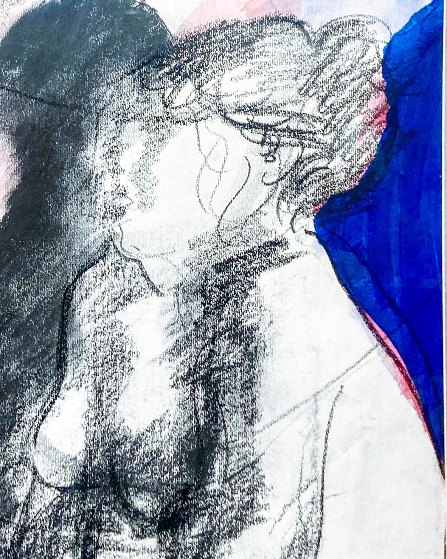 Vintage Mixed Media Abstract Female Figure Framed George Johanson - Image 3