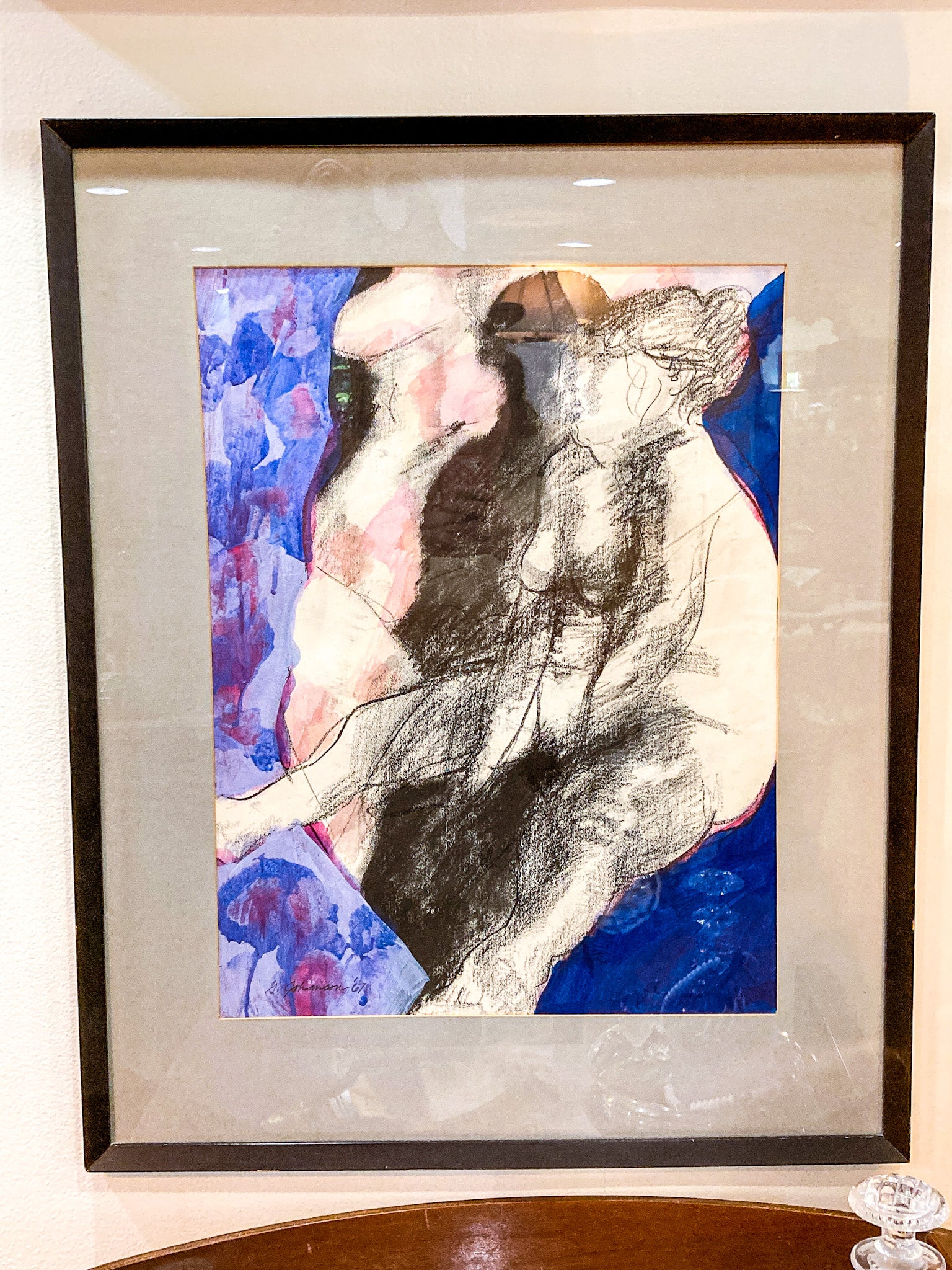 Vintage Mixed Media Abstract Female Figure Framed George Johanson - Image 4