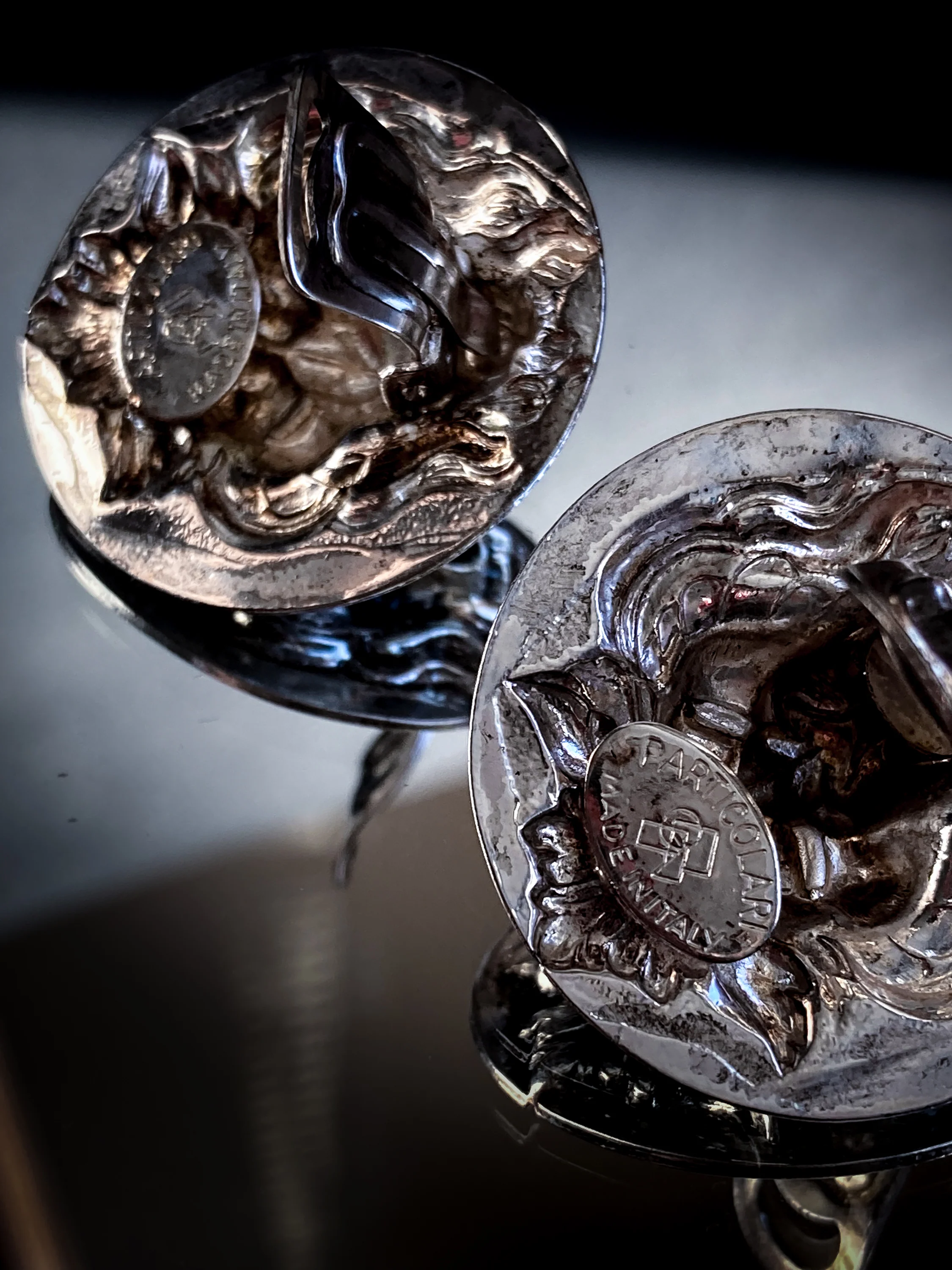 Vintage Particolari Italian Silver Toned Lion Head Clip On Earrings - Image 15