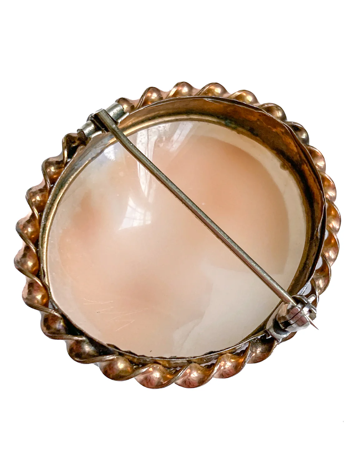 Vintage Twist Oval Gold Toned Italian Shell Carved Cameo Brooch Pin - Image 13