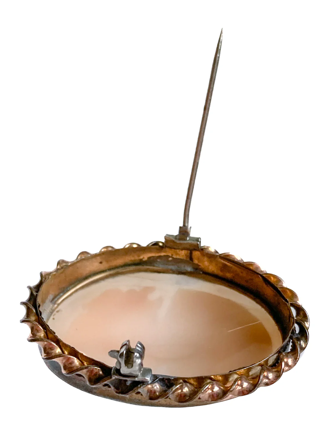 Vintage Twist Oval Gold Toned Italian Shell Carved Cameo Brooch Pin - Image 14